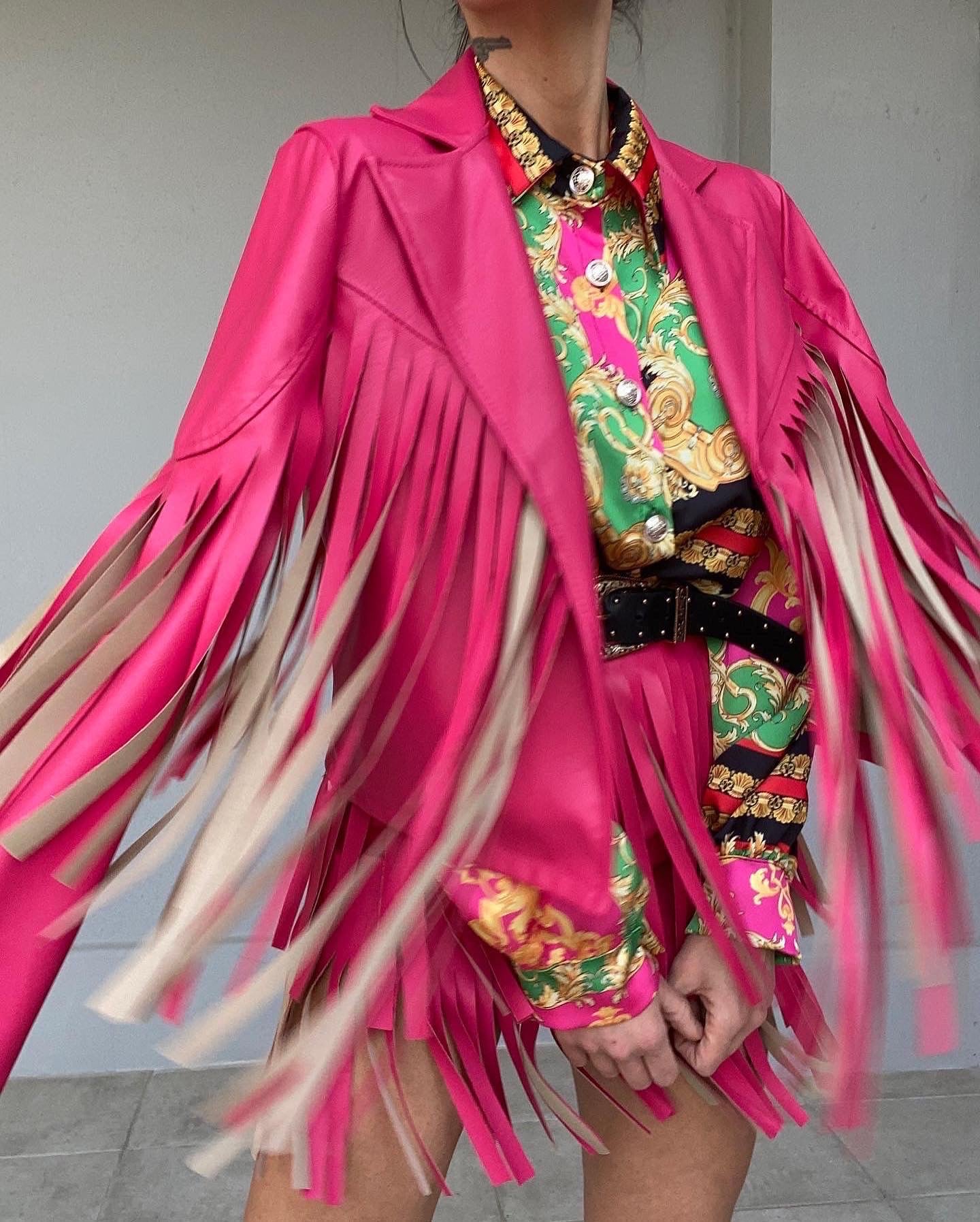 Chiodo Leather Frange - Cammello