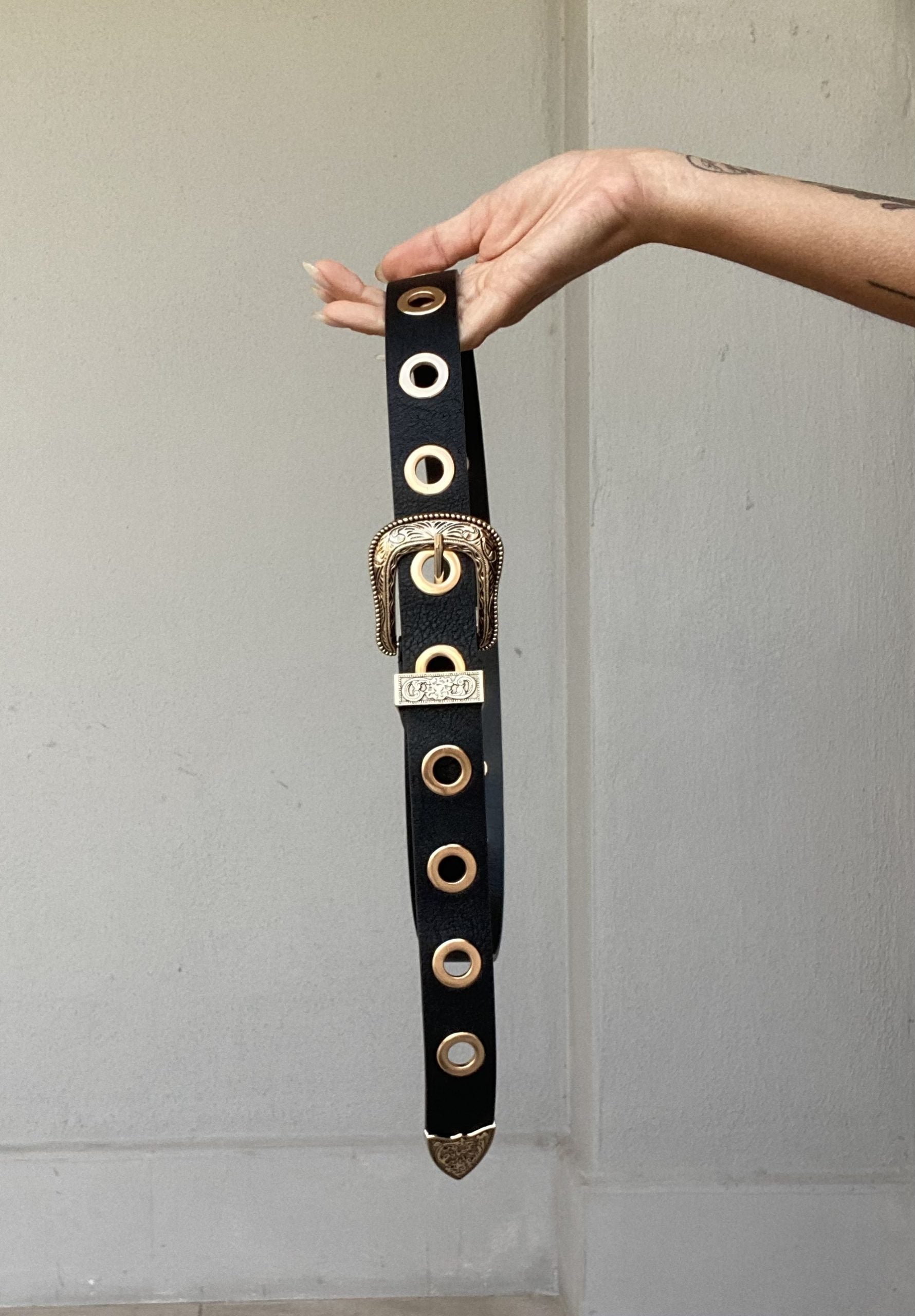 Cintura Western Occhielli - Nero / Oro