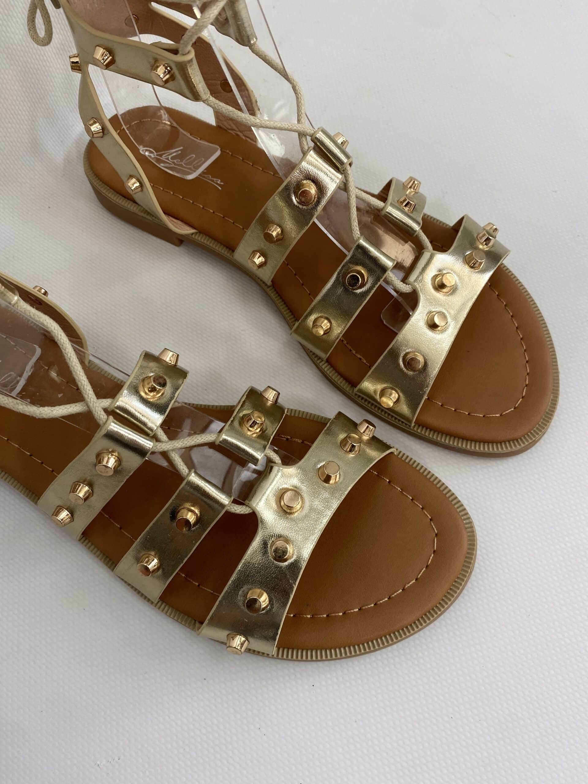 Sandali Gladiatore con Borchie - Oro