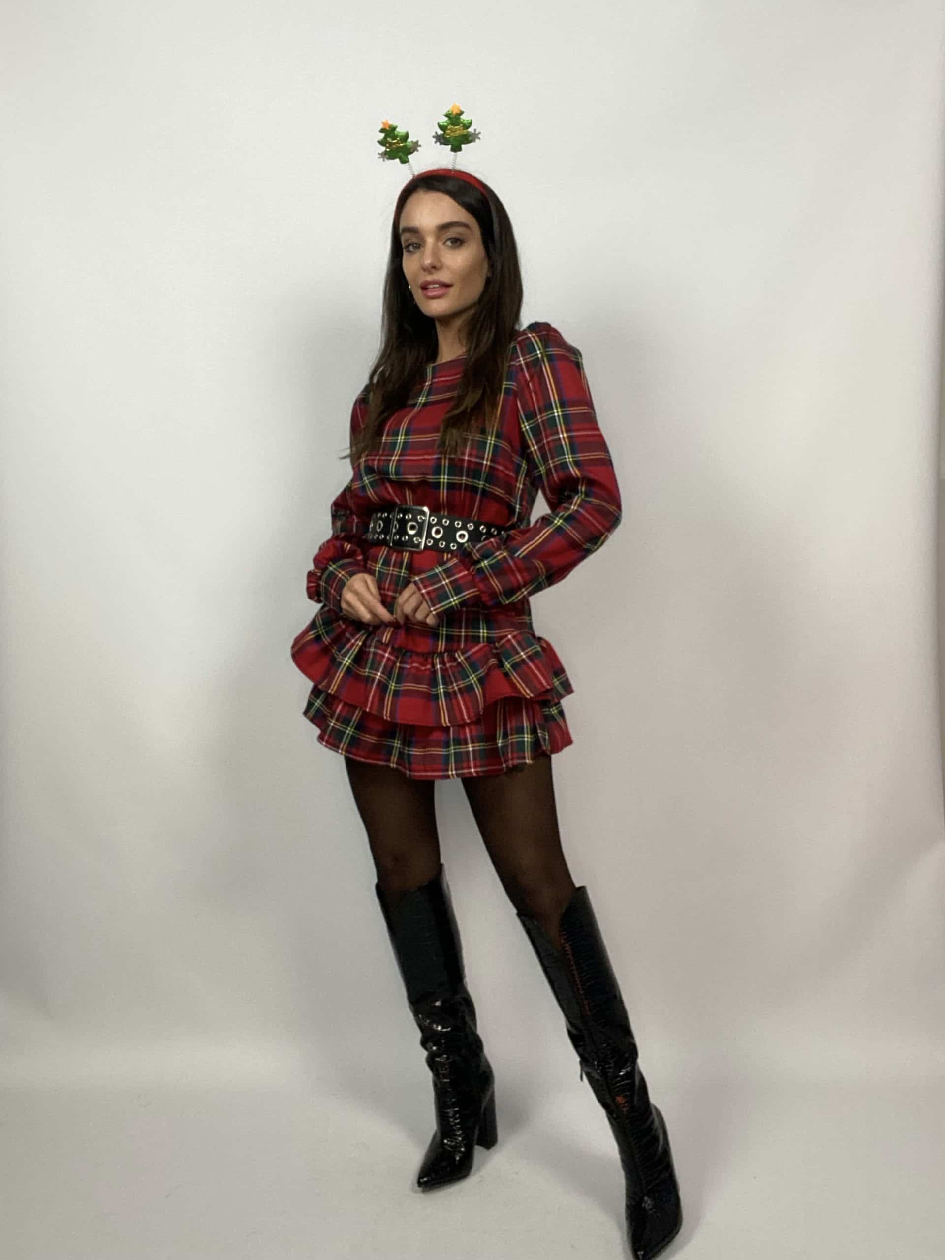 Maxi Dress Tartan - Nero