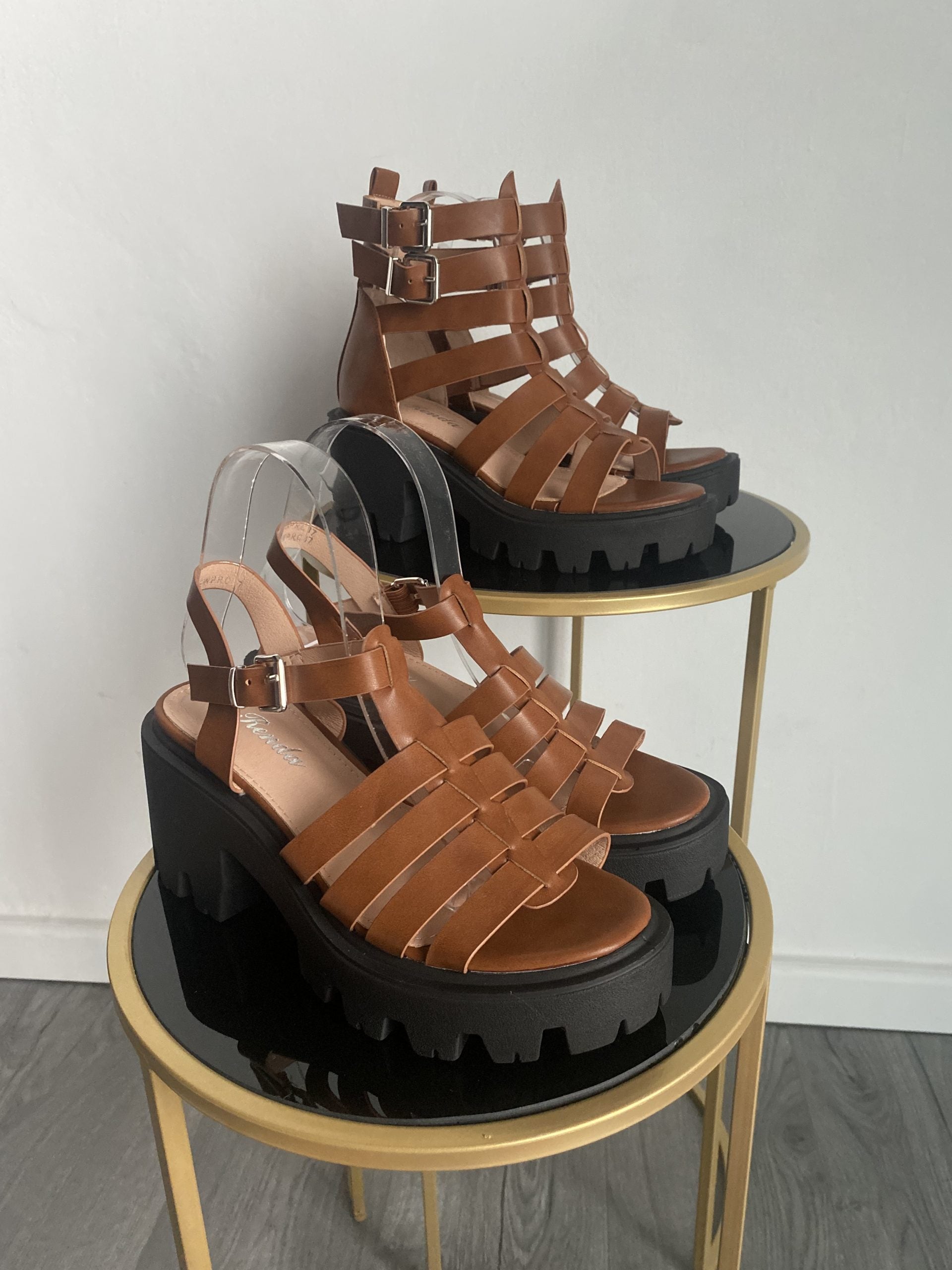 Sandali Gladiatore Platform Low - Cuoio