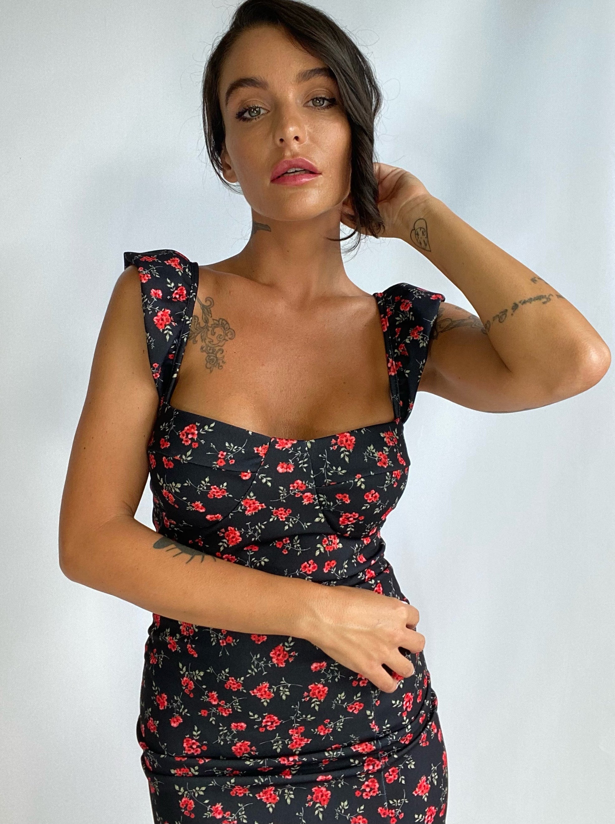Maxi Dress Romantica - Nero / Rosso