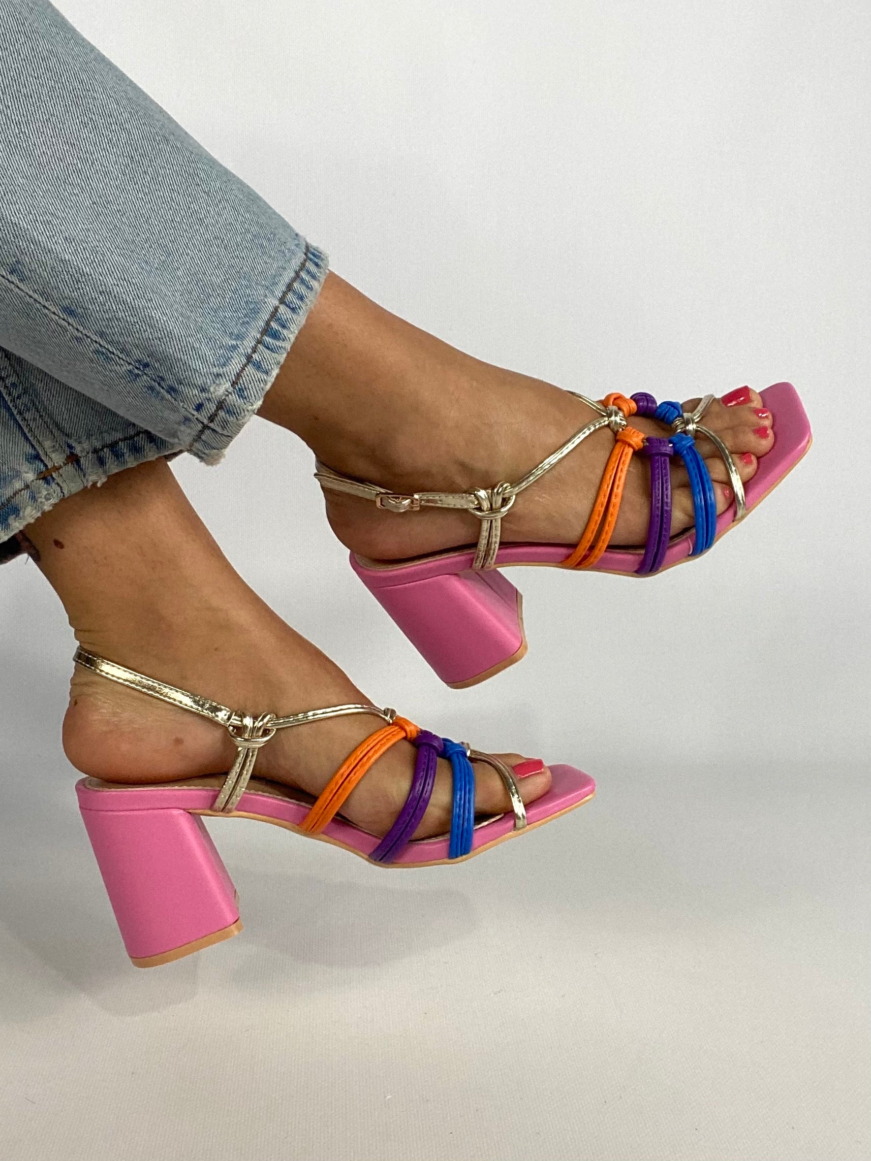 Sandali Michelle Comfort Heels - Multicolor / Fucsia