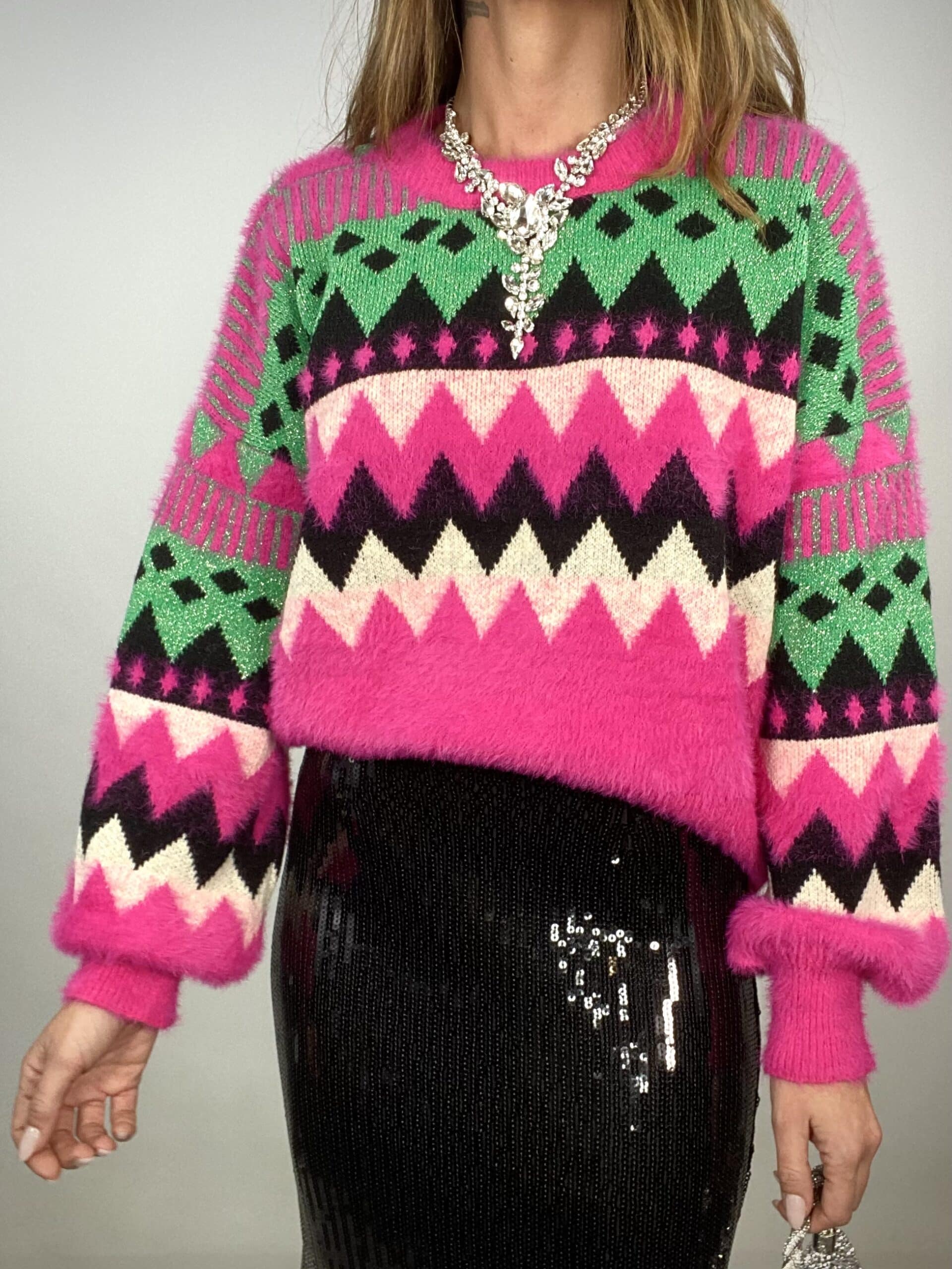 Pullover Natalizio in Pelliccetta - Fucsia