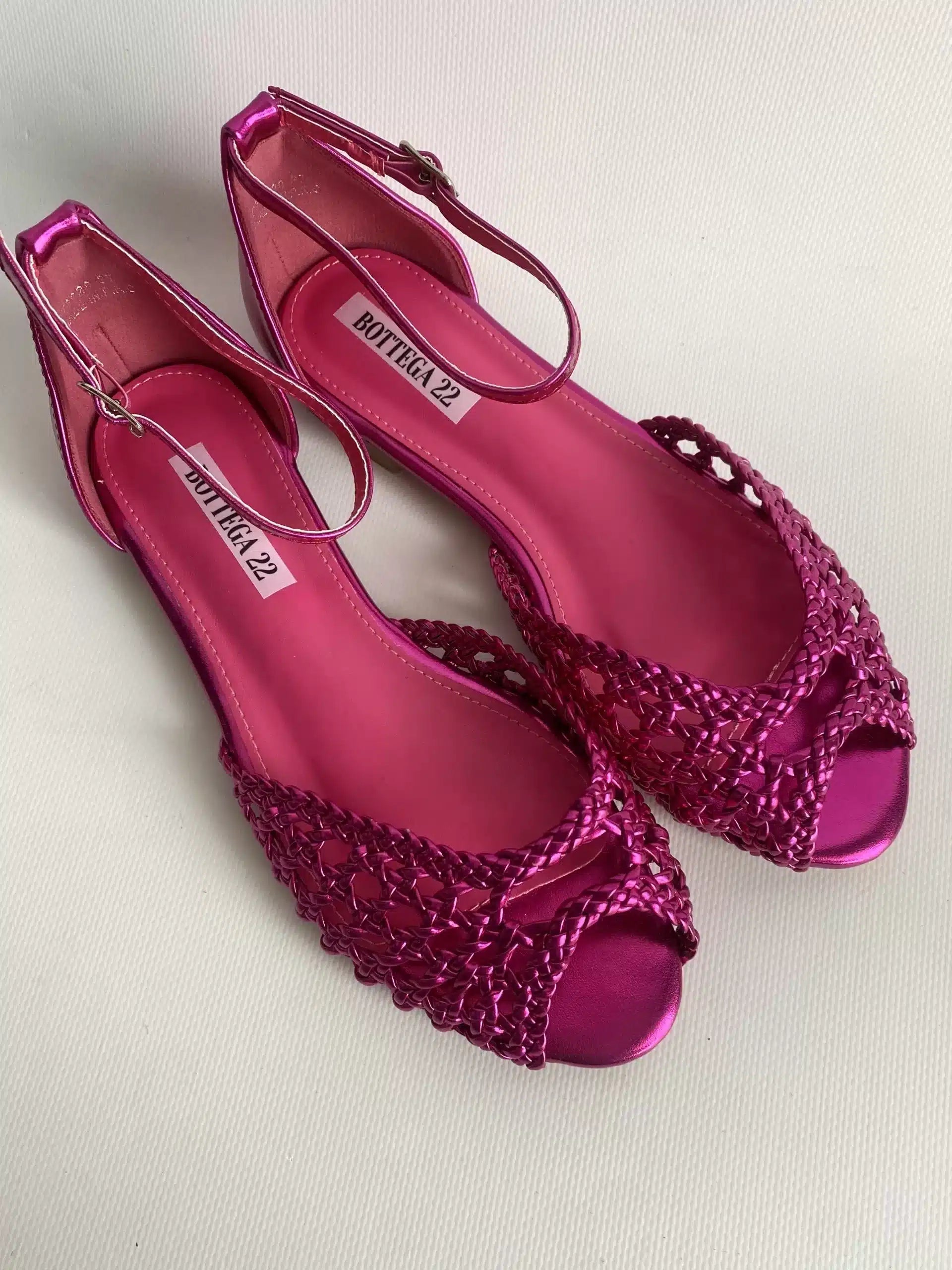 Sandali Flat Rafia - Fucsia.