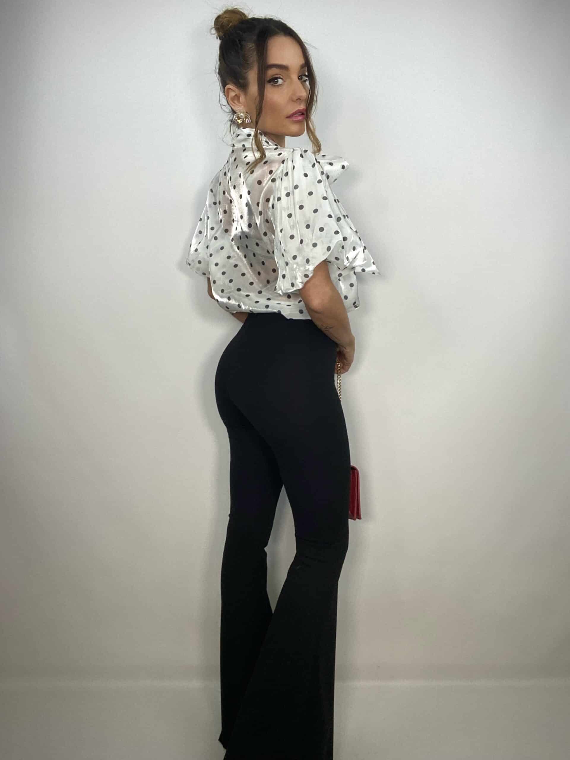 Camicia Pois con Fiocco - Bianco / Nero