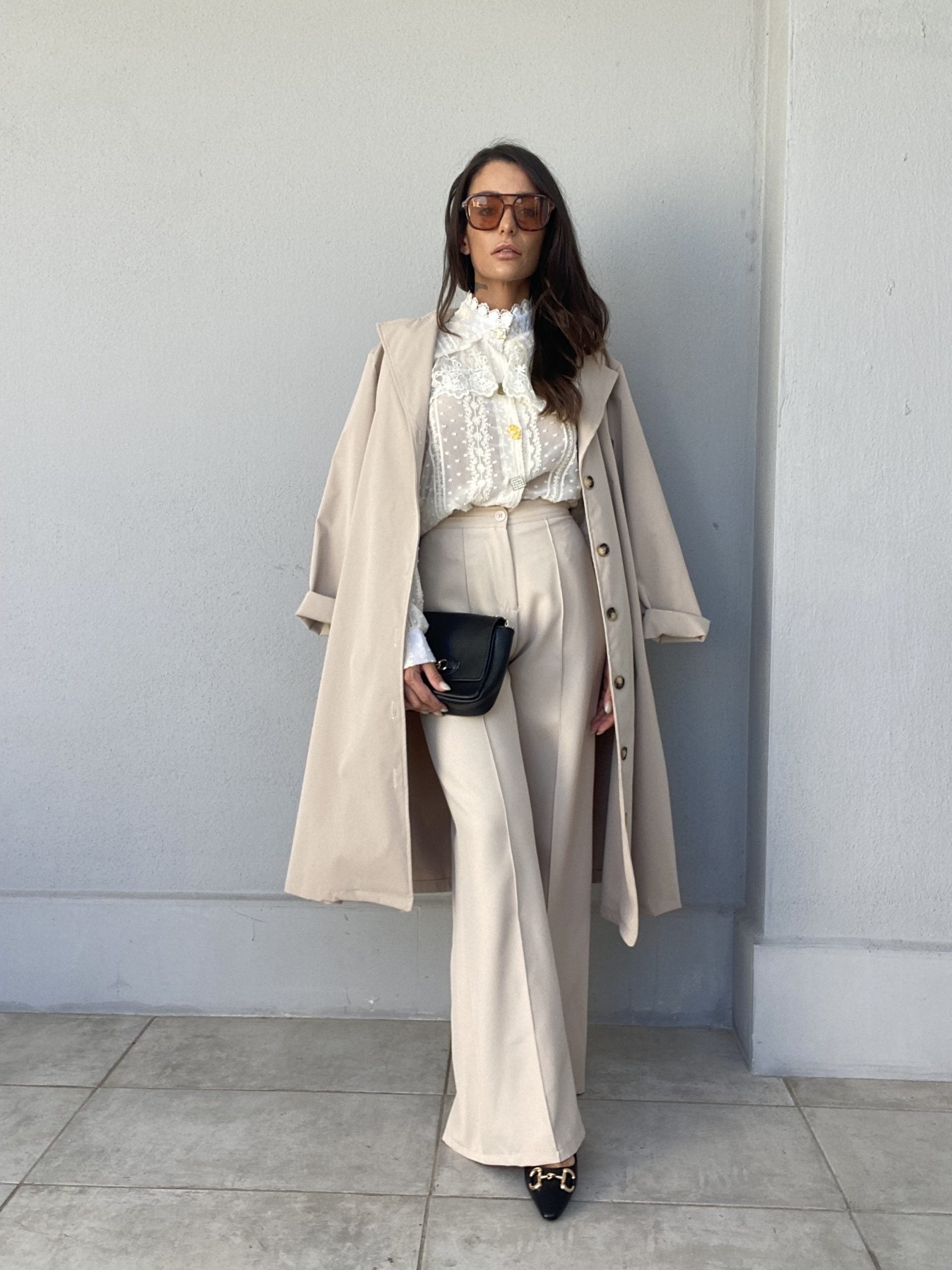 Pantaloni Completo Flare - Beige