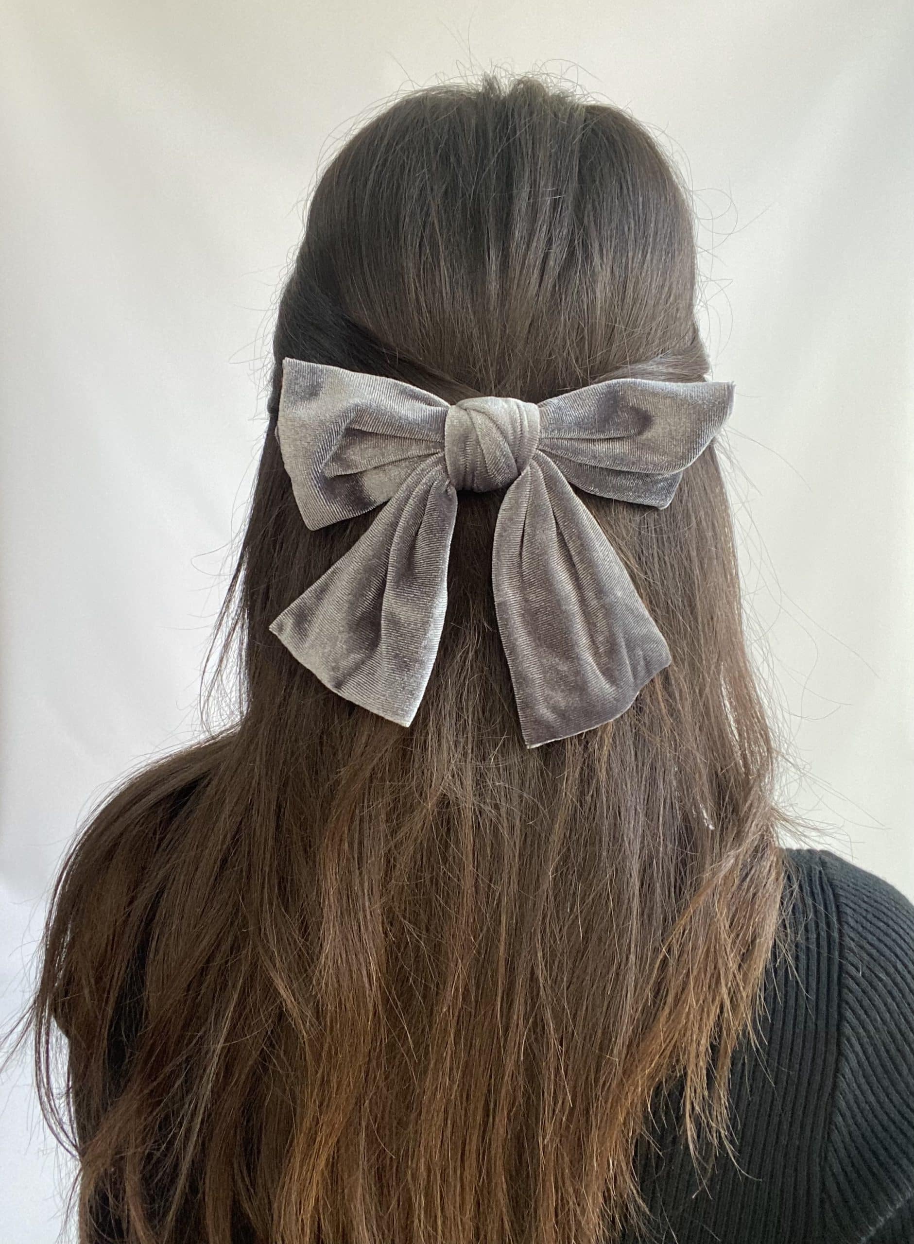 Fermaglio Fiocco in Velluto - Grigio