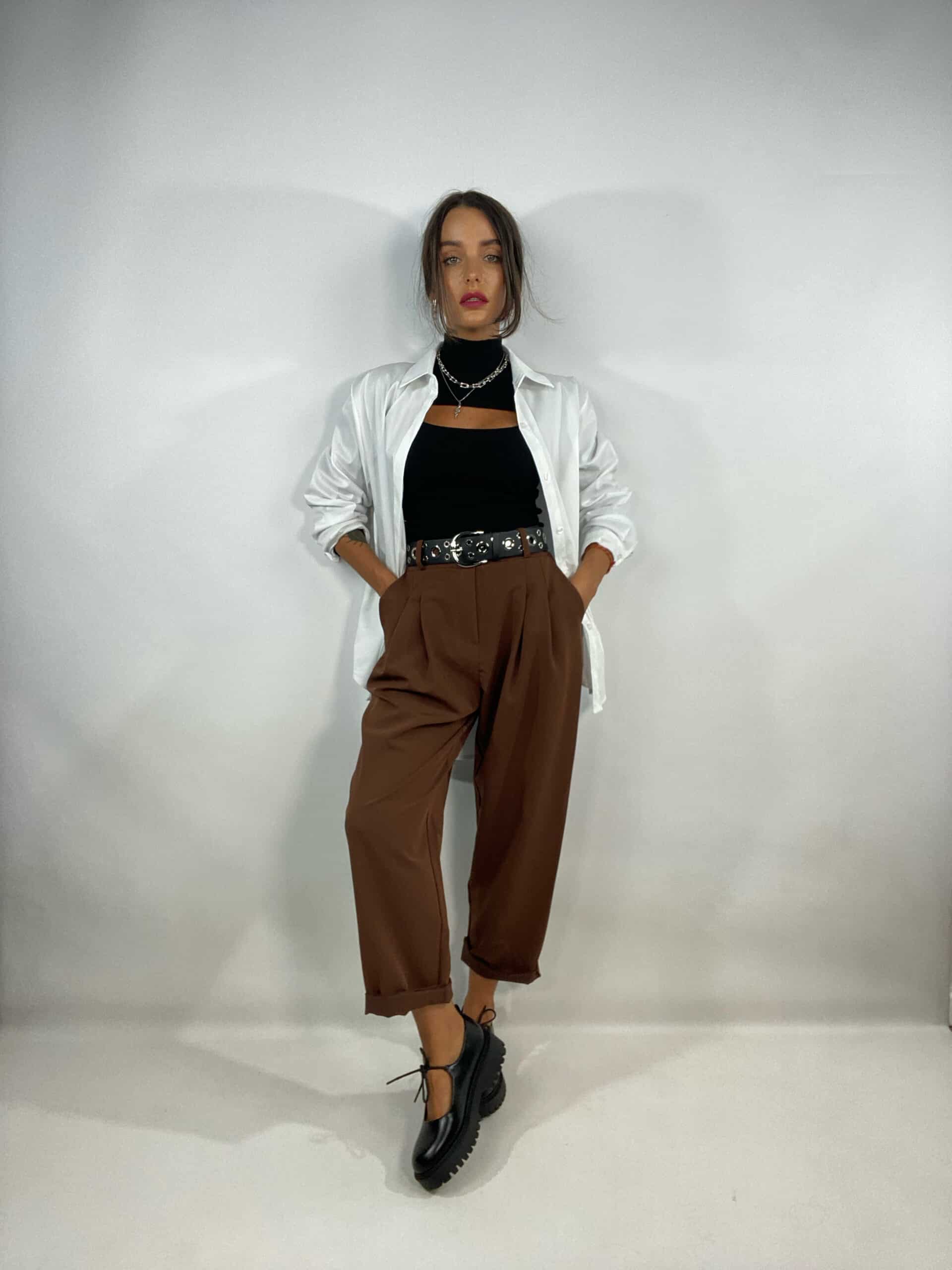 Pantaloni Doppia Pinces - Marrone Chiaro