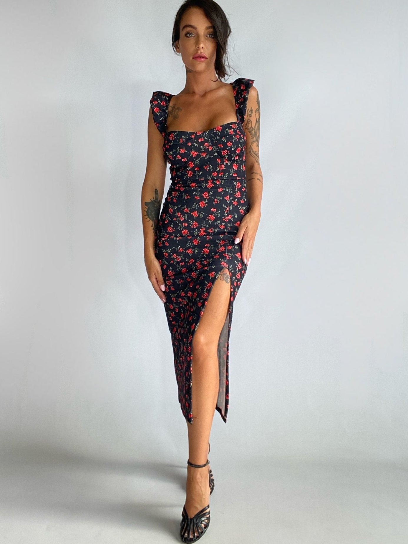Maxi Dress Romantica - Nero / Rosso