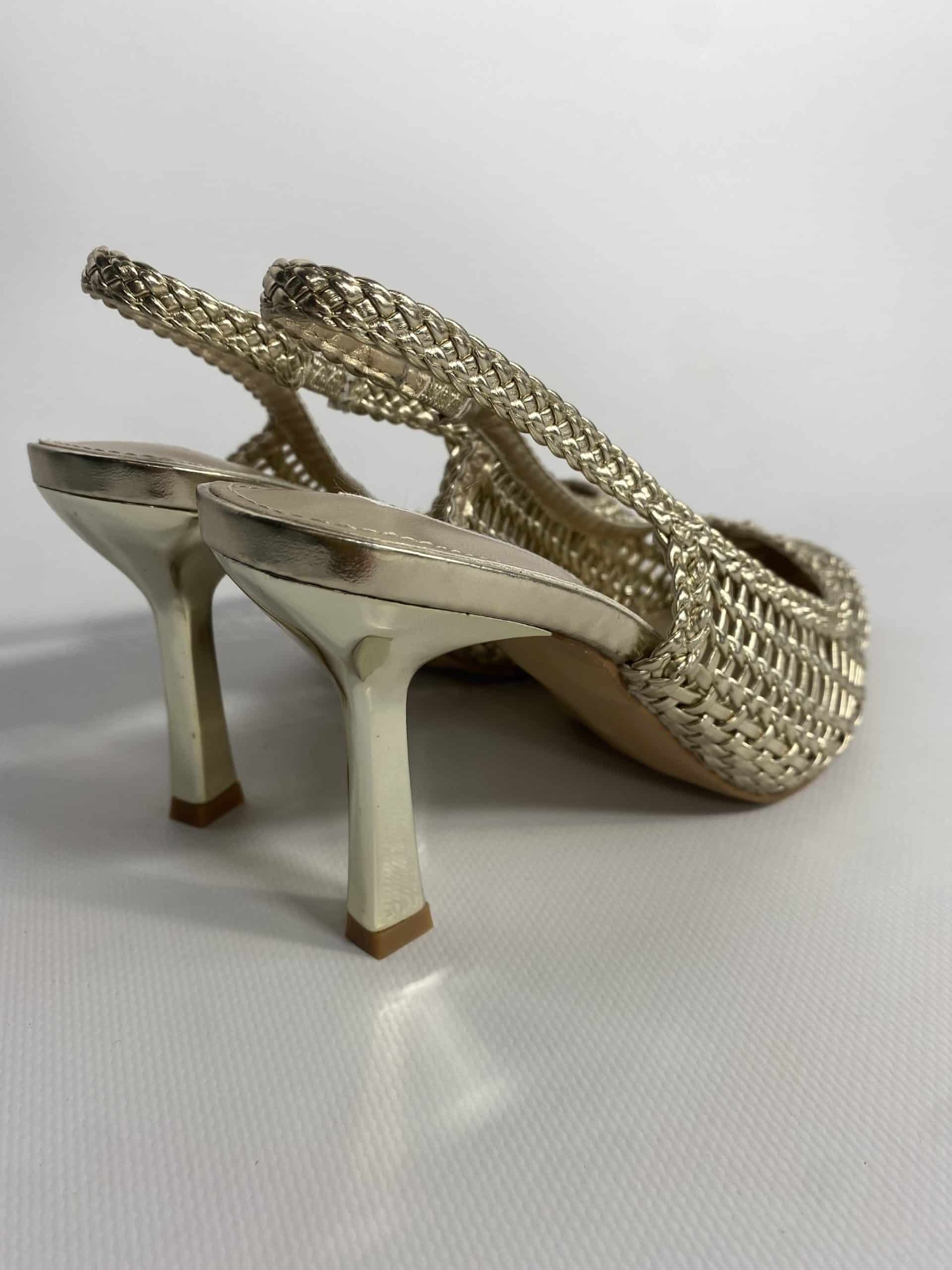 Slingback New Rafia Medium Heels - Oro
