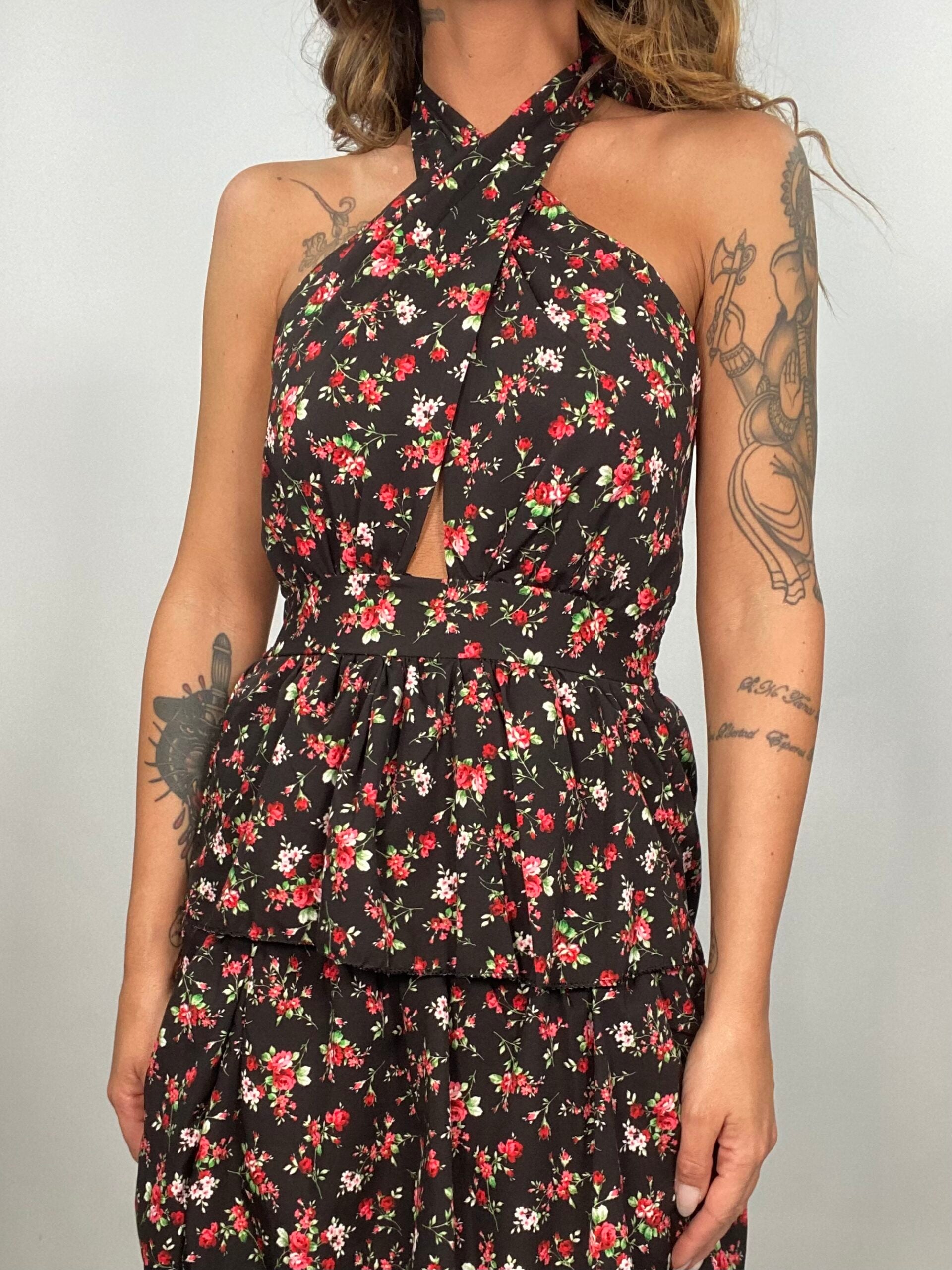 Maxi Dress Andalusia - Nero / Rosso