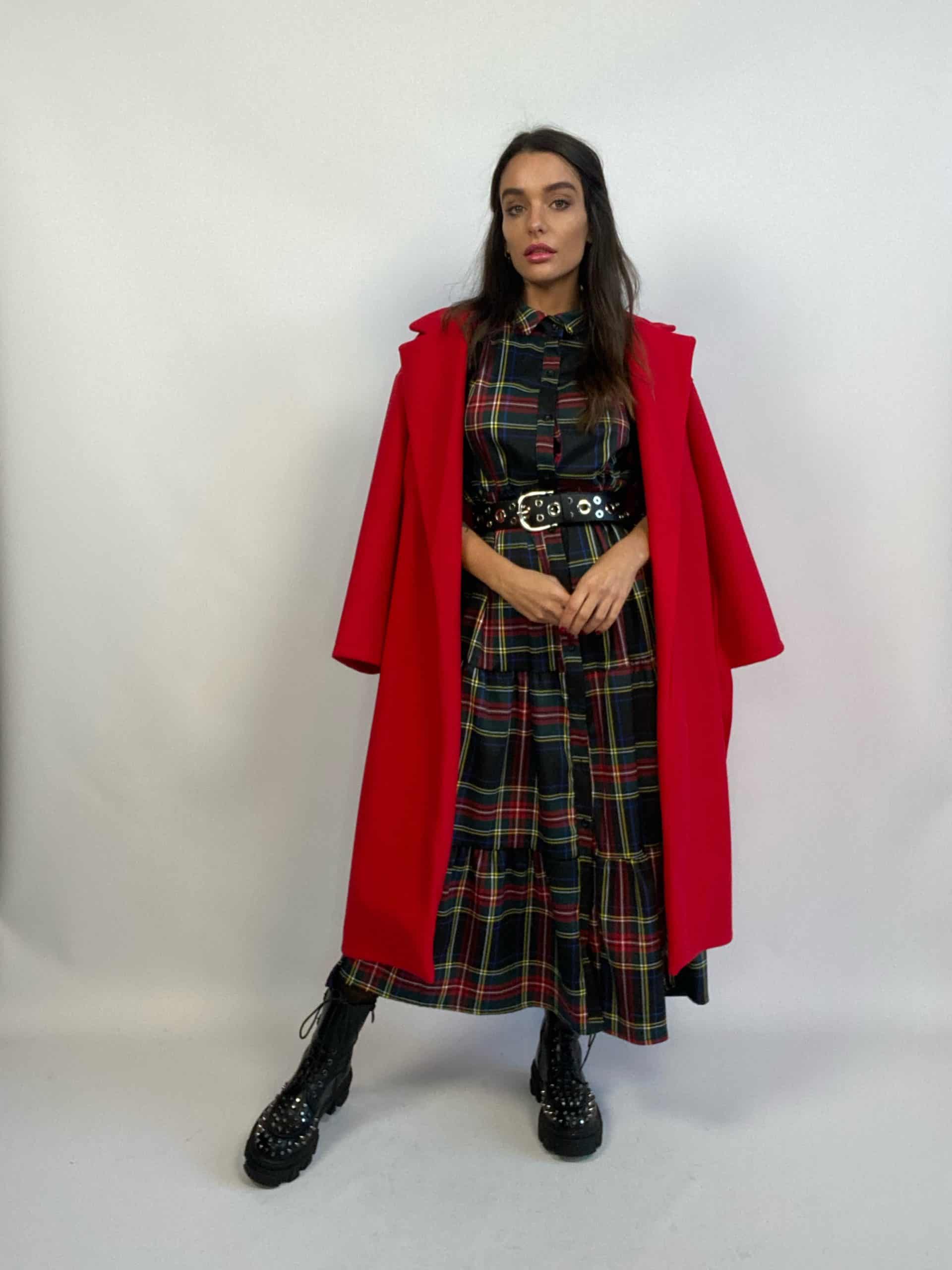 Maxi Dress Tartan - Nero