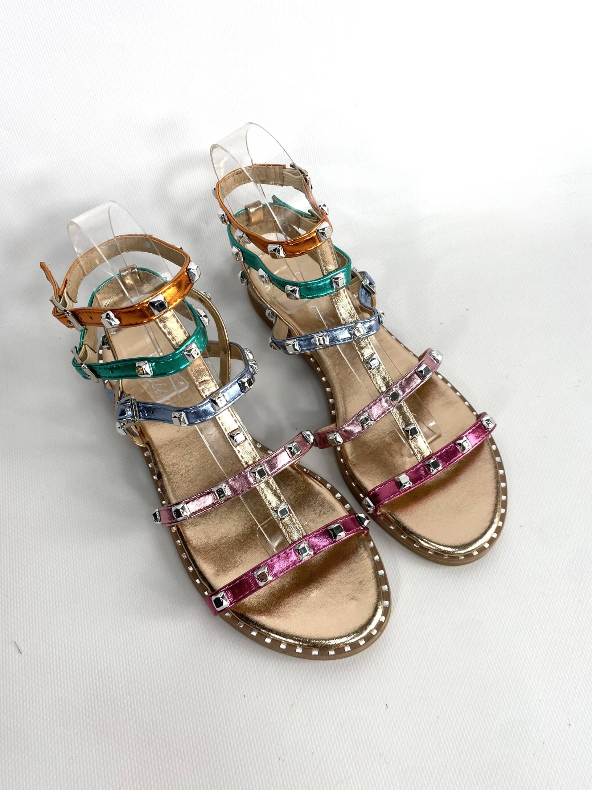 Sandali Studs Flat con Borchie - Multicolor