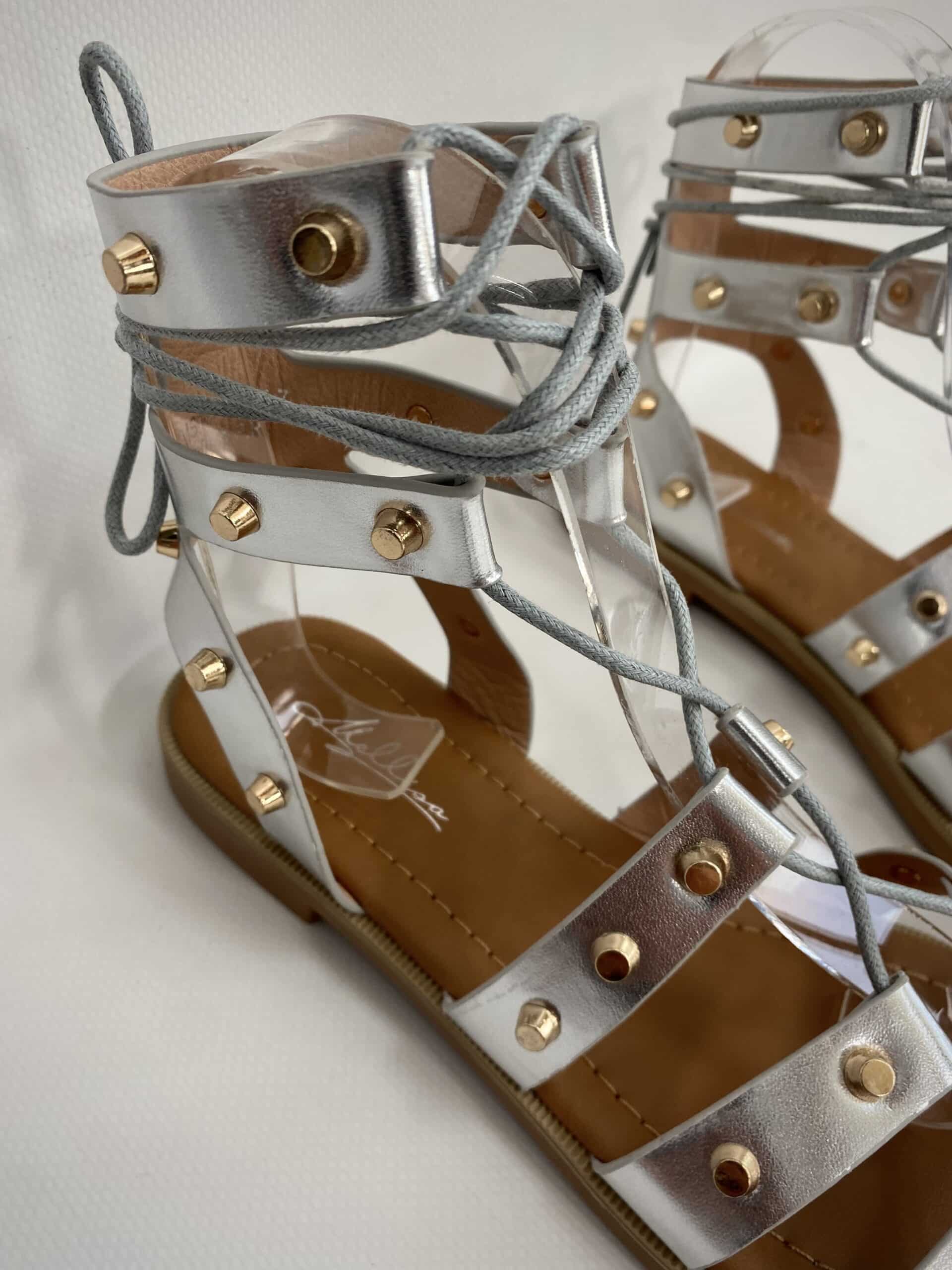 Sandali Gladiatore con Borchie - Argento