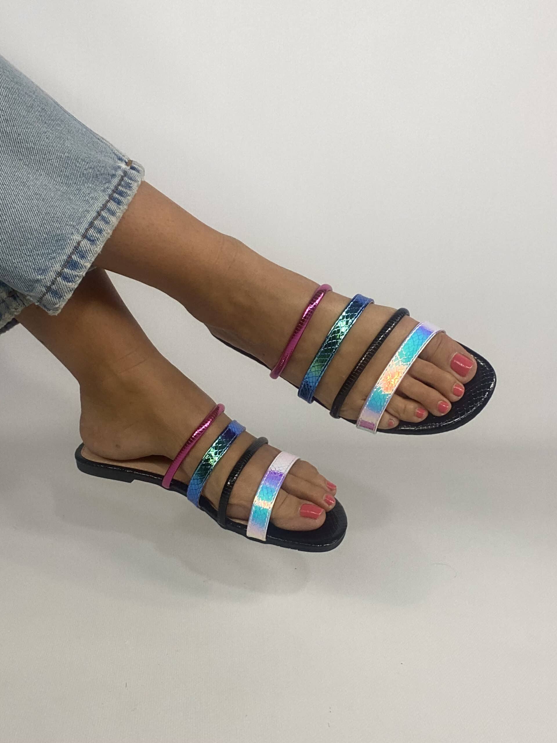 Ciabattina Mermaid - Multicolor / Nero