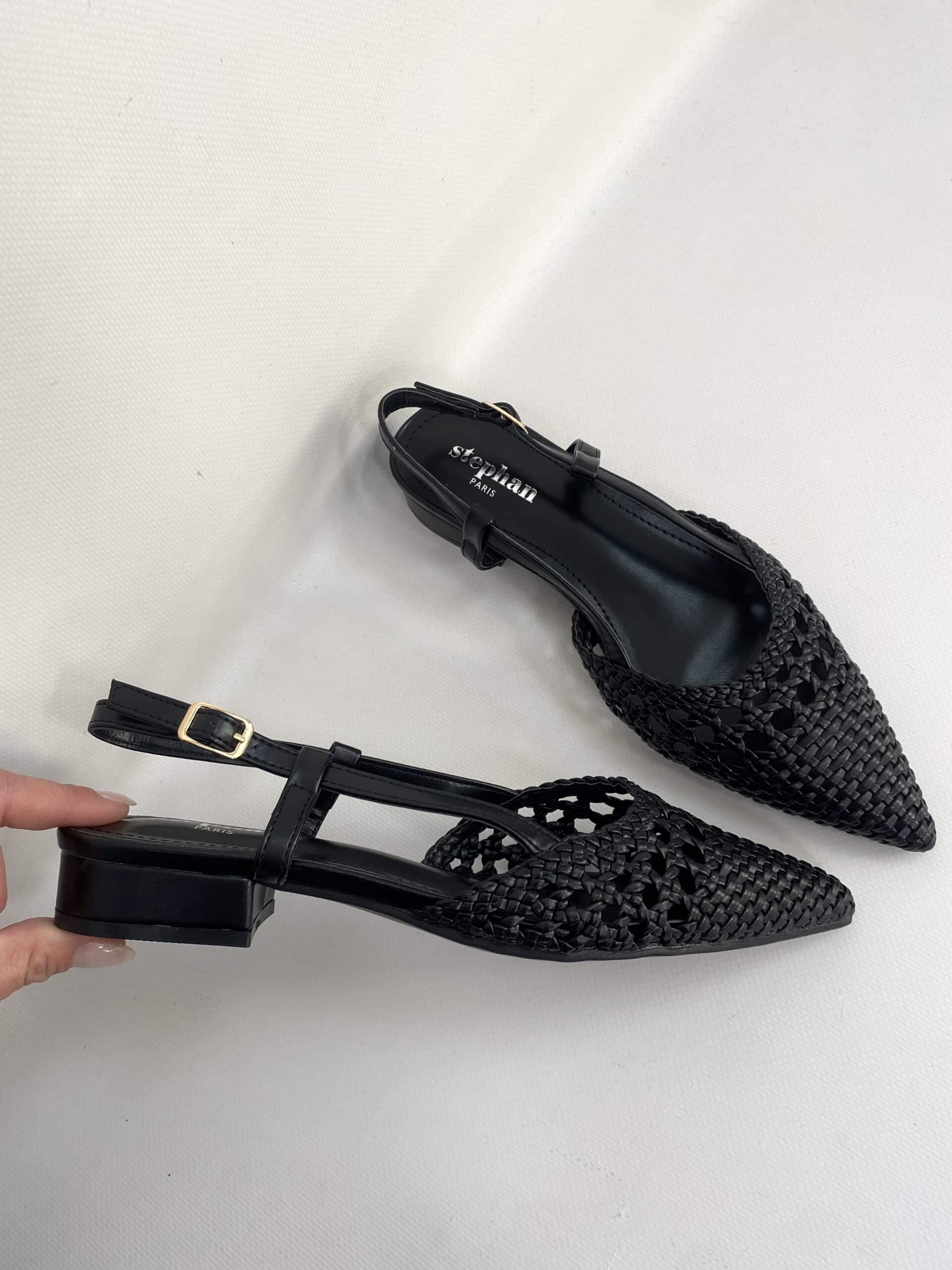 New Slingback Flat Rafia - Nero