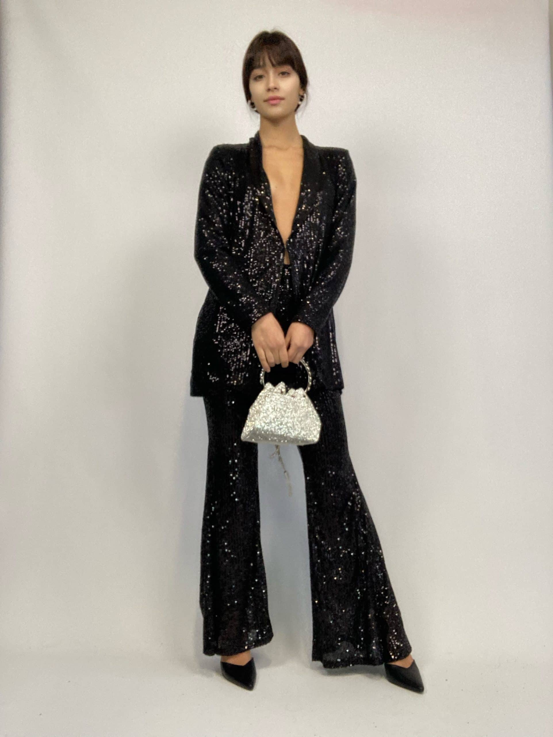Blazer Completo Paillettes - Nero