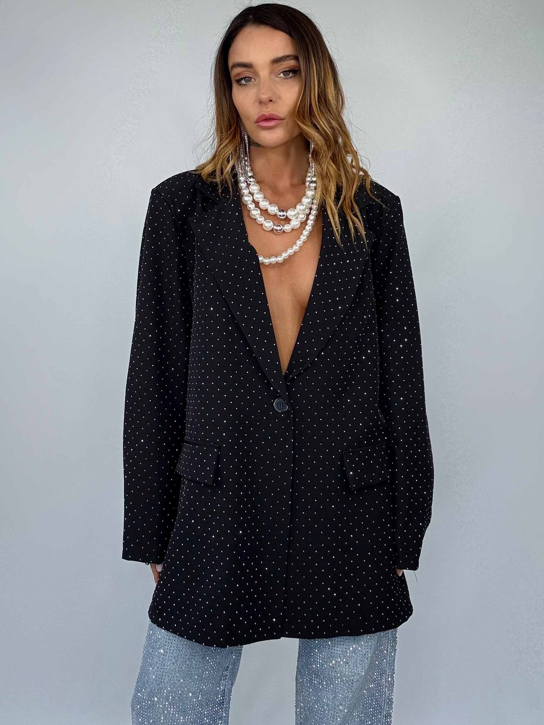 Blazer Super Over Strass - Nero.