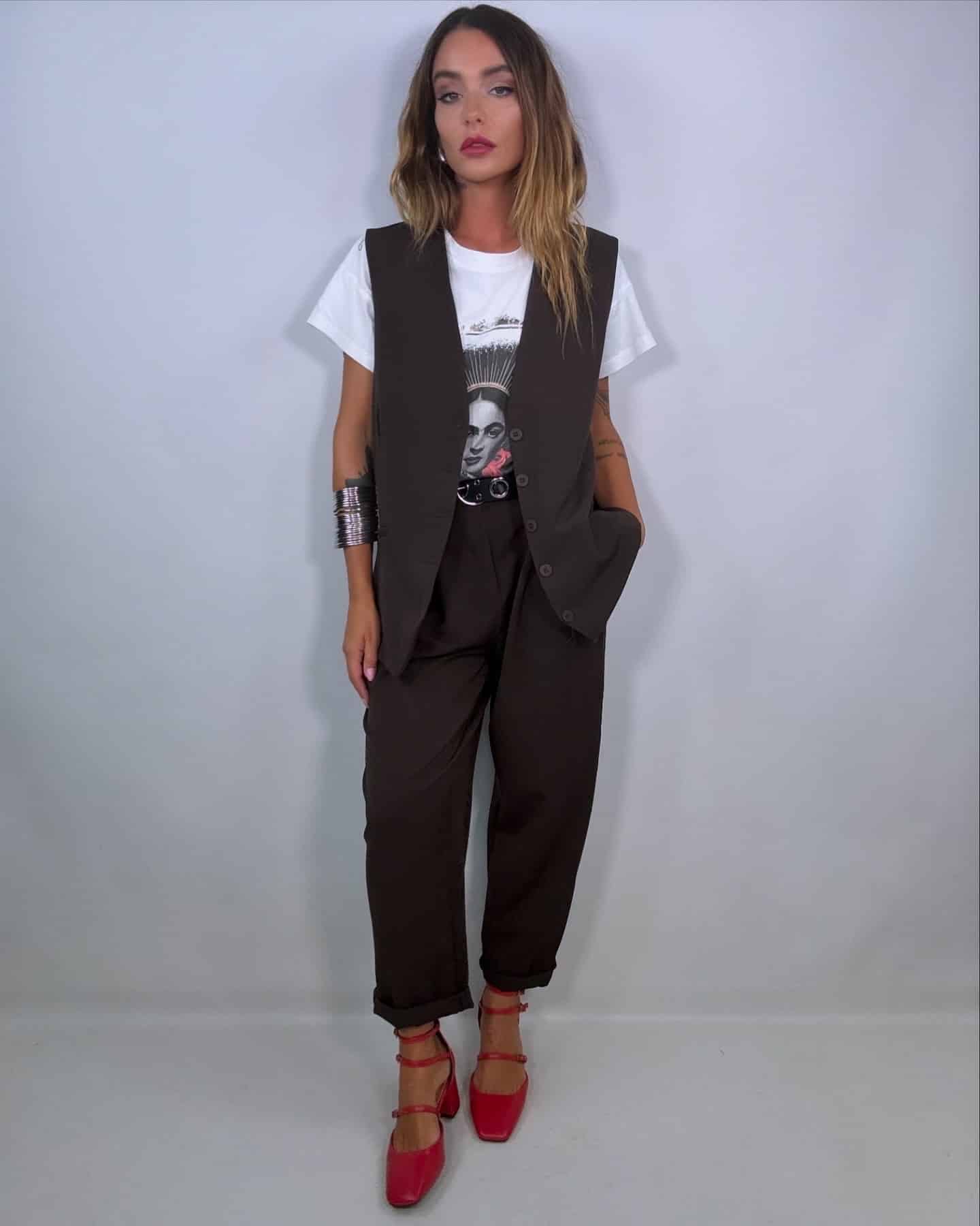 Pantaloni Doppia Pinces - Marrone.