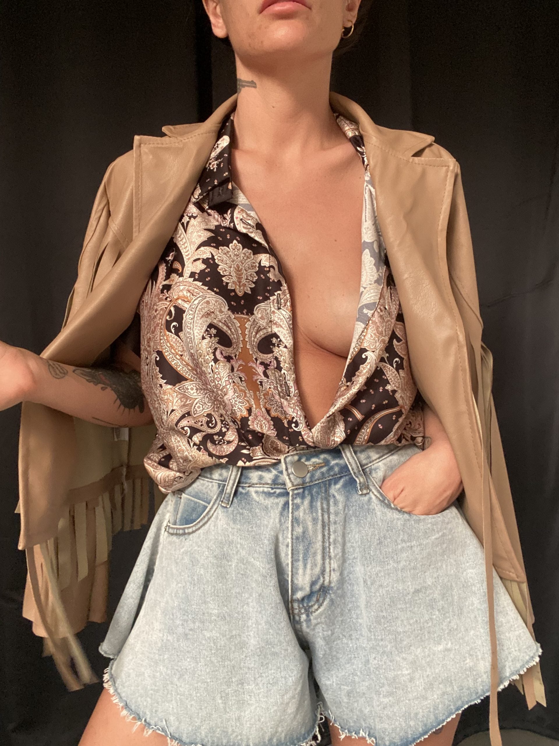 Chiodo Leather Frange - Cammello