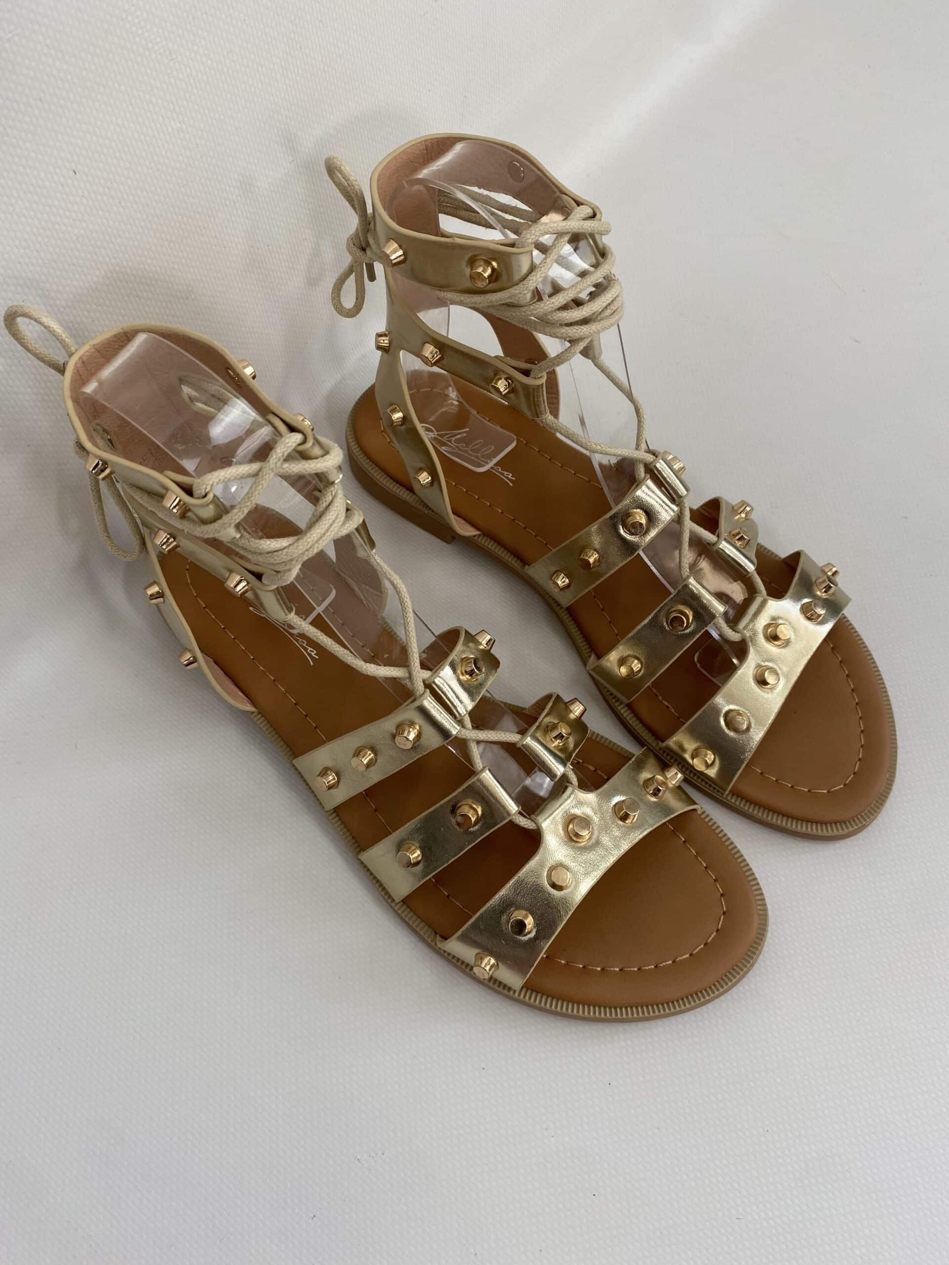 Sandali Gladiatore con Borchie - Oro