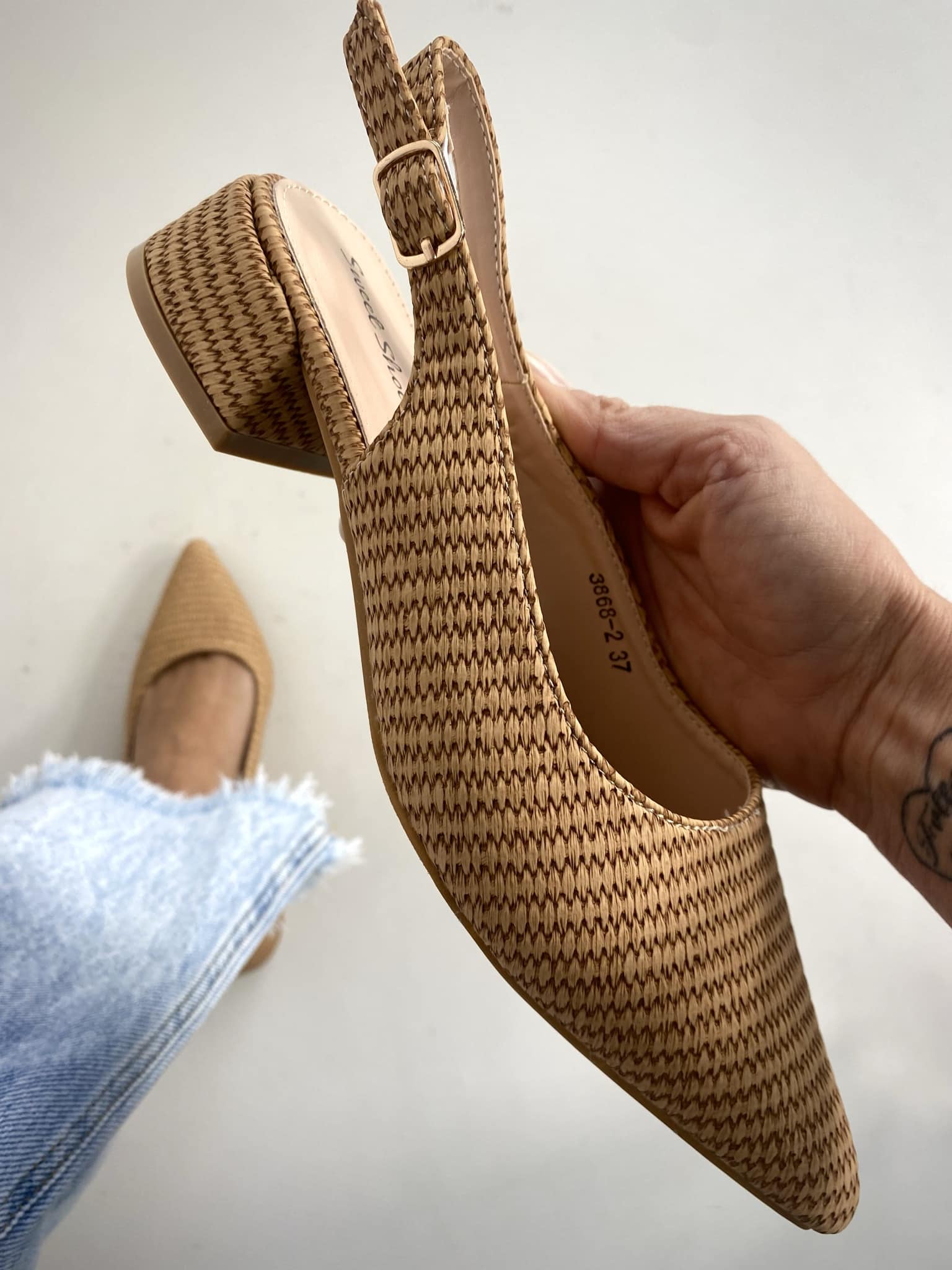 Slingback Baby Rafia - Cammello