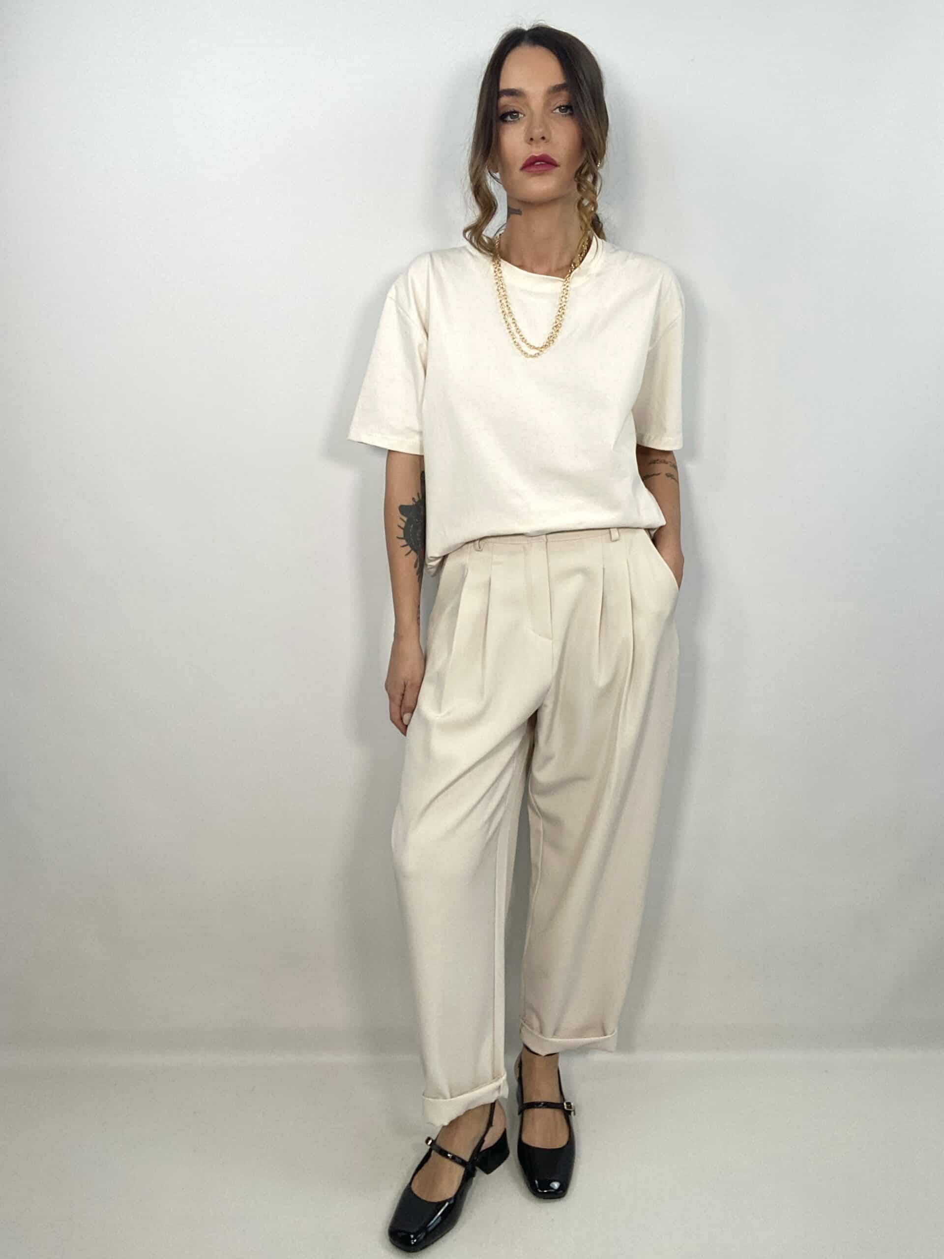 Pantaloni Doppia Pinces Relaxed Fit - Burro
