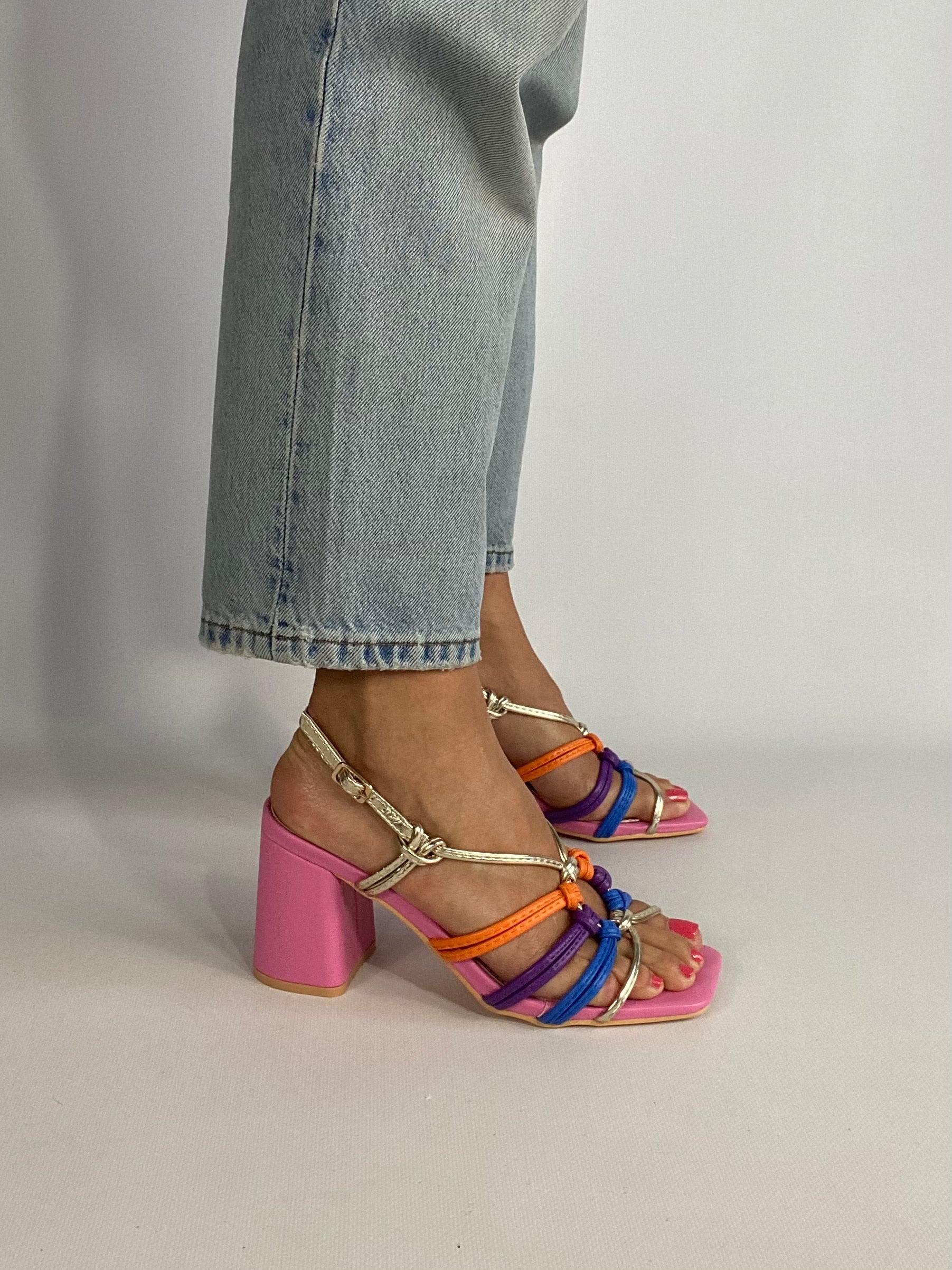 Sandali Michelle Comfort Heels - Multicolor / Fucsia