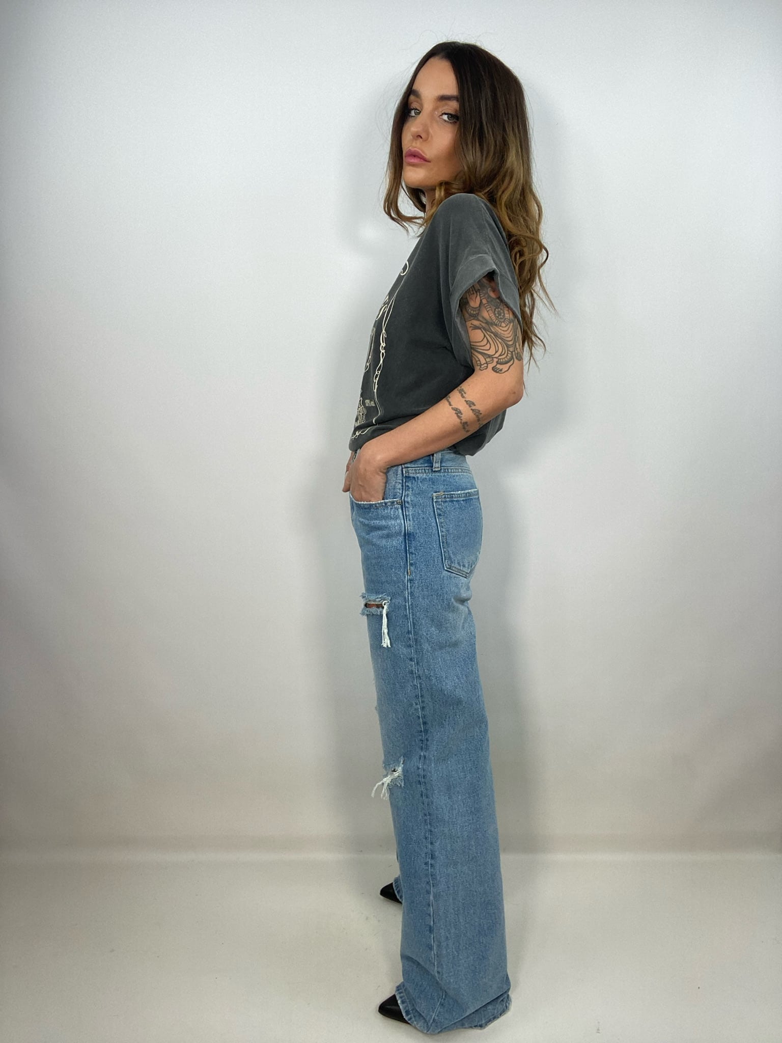 Jeans Wide Fit  3 Strappi - Medium Wash