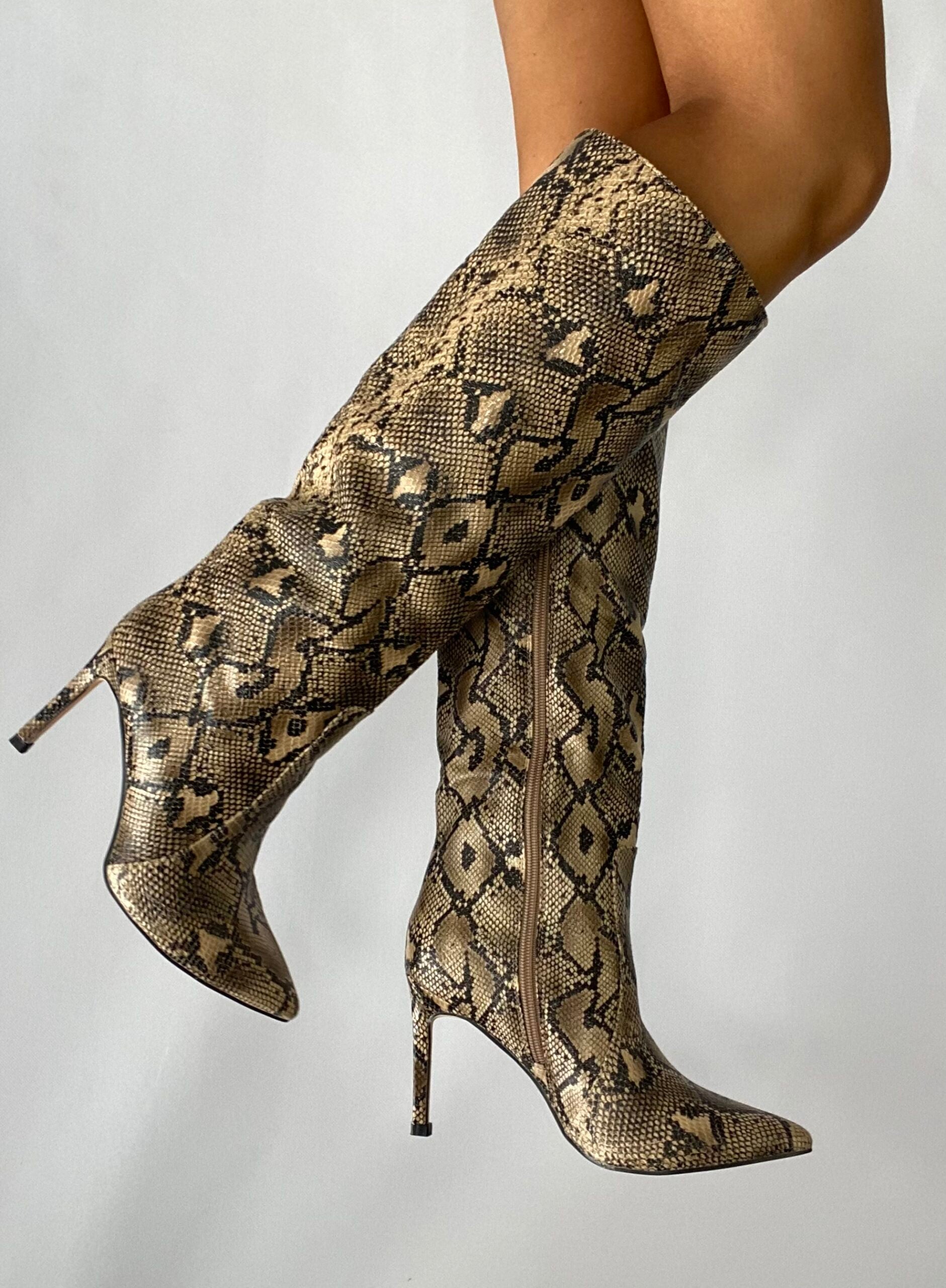 Stivali Tacco a Spillo - Animalier Cammello