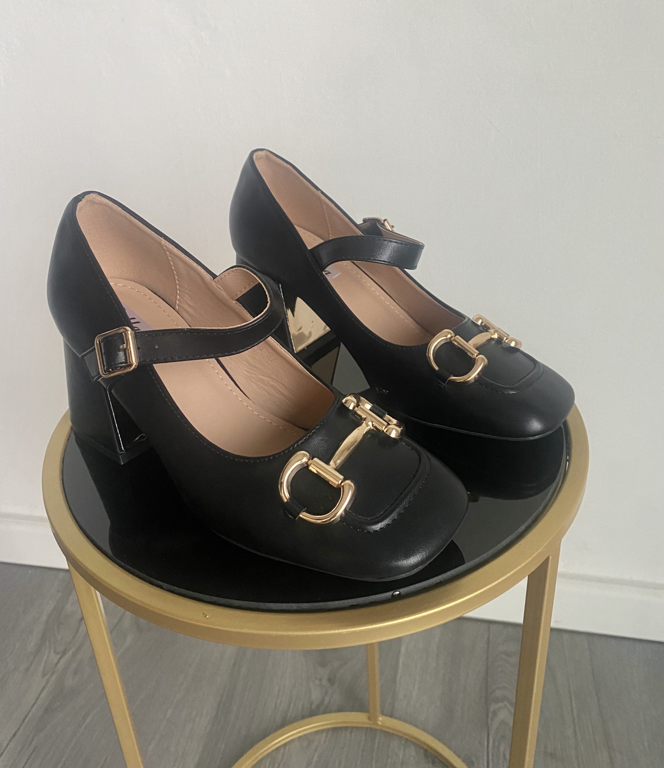 Mary Jane Morsetto Dorato - Nero Opaco