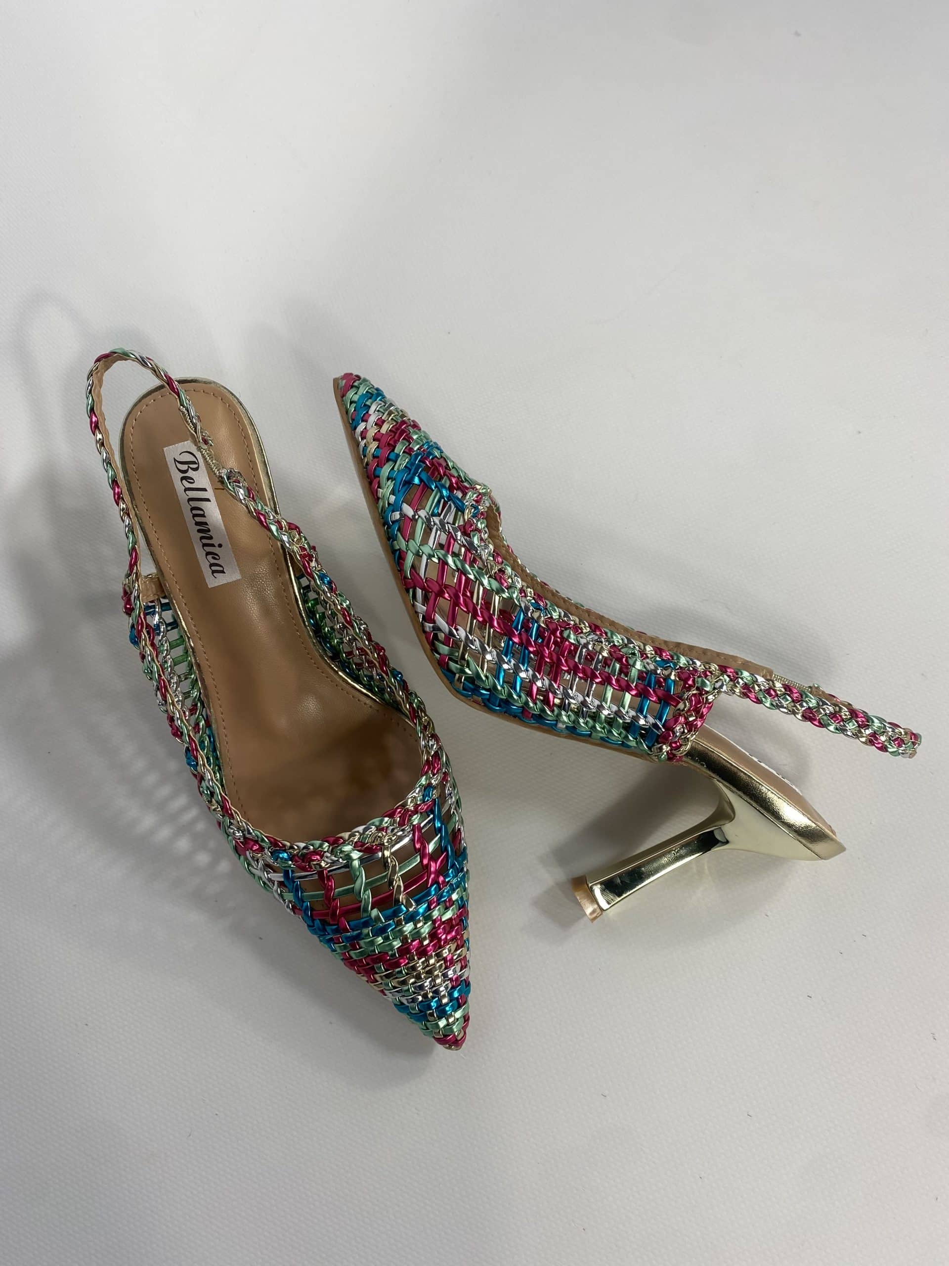 Slingback New Rafia Medium Heels - Nero