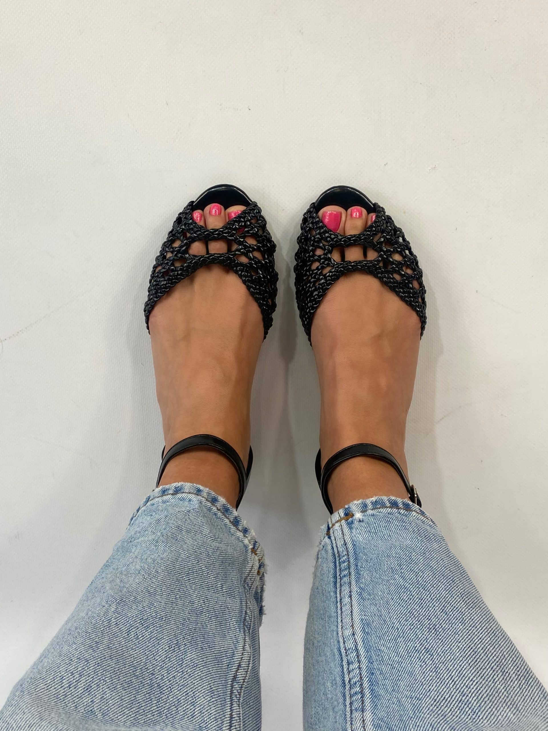 Sandali Flat Rafia - Nero.