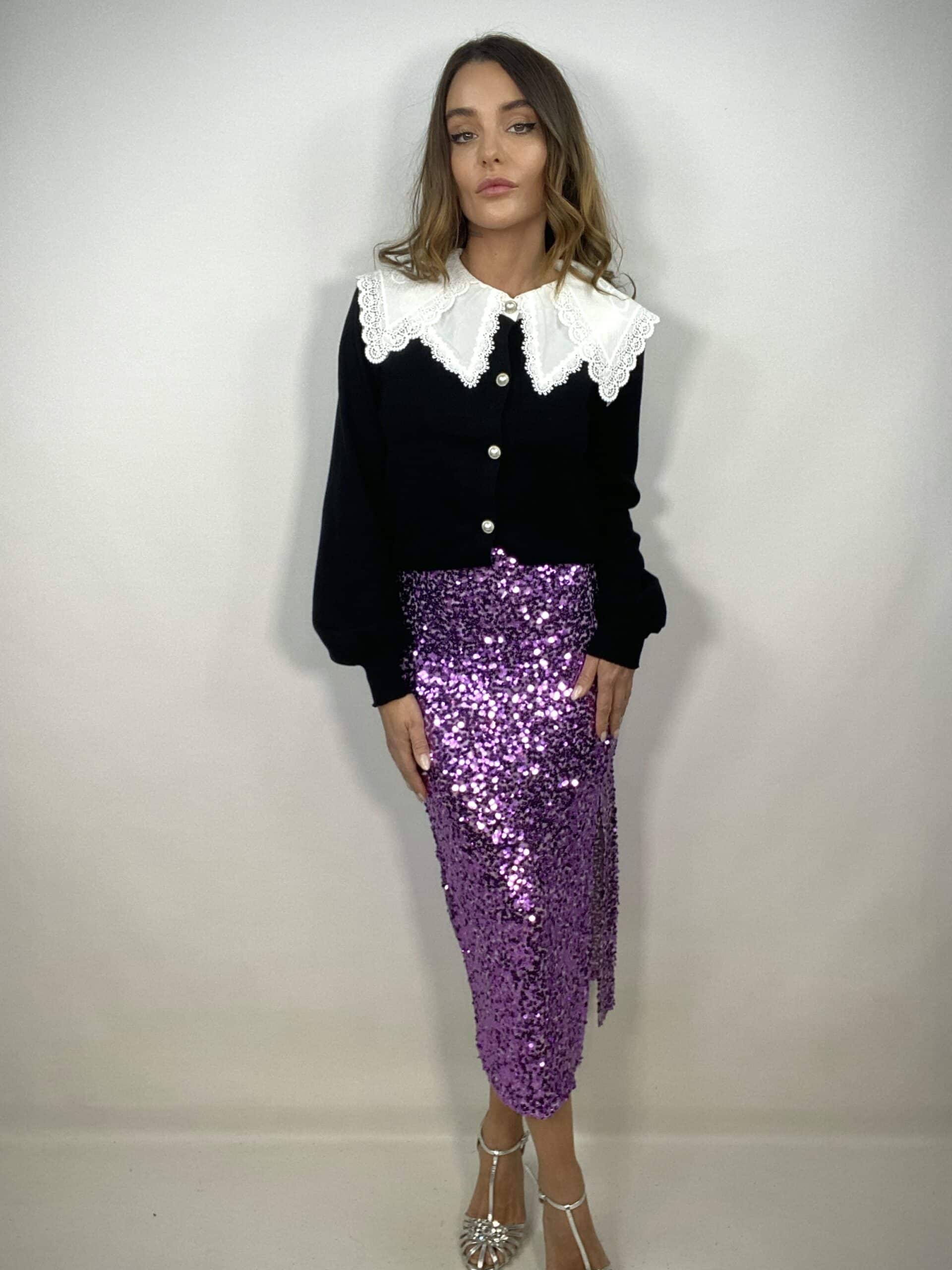 Gonna Midi Paillettes - Lilla