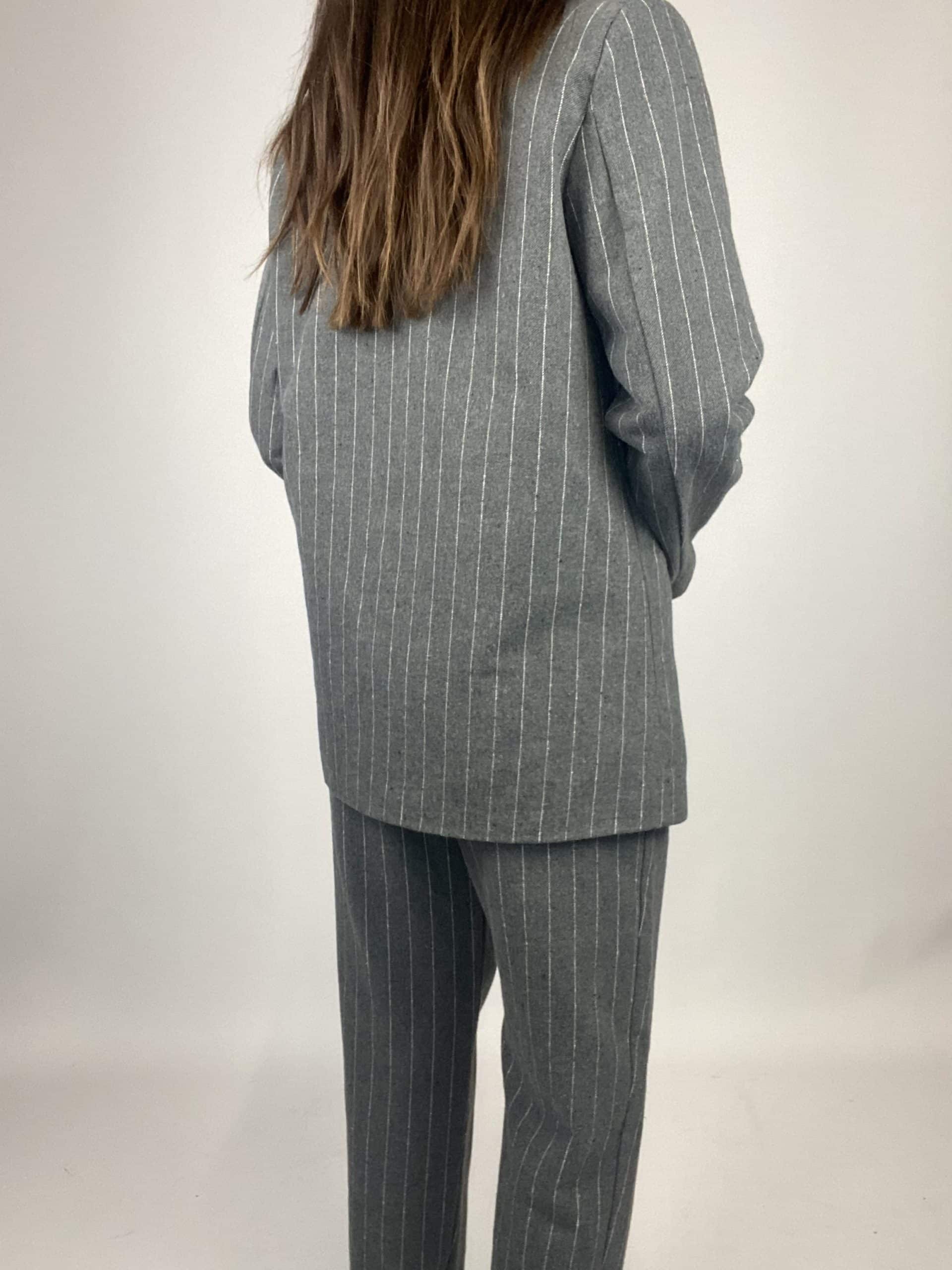 Blazer Completo Gessato Flanella - Grigio