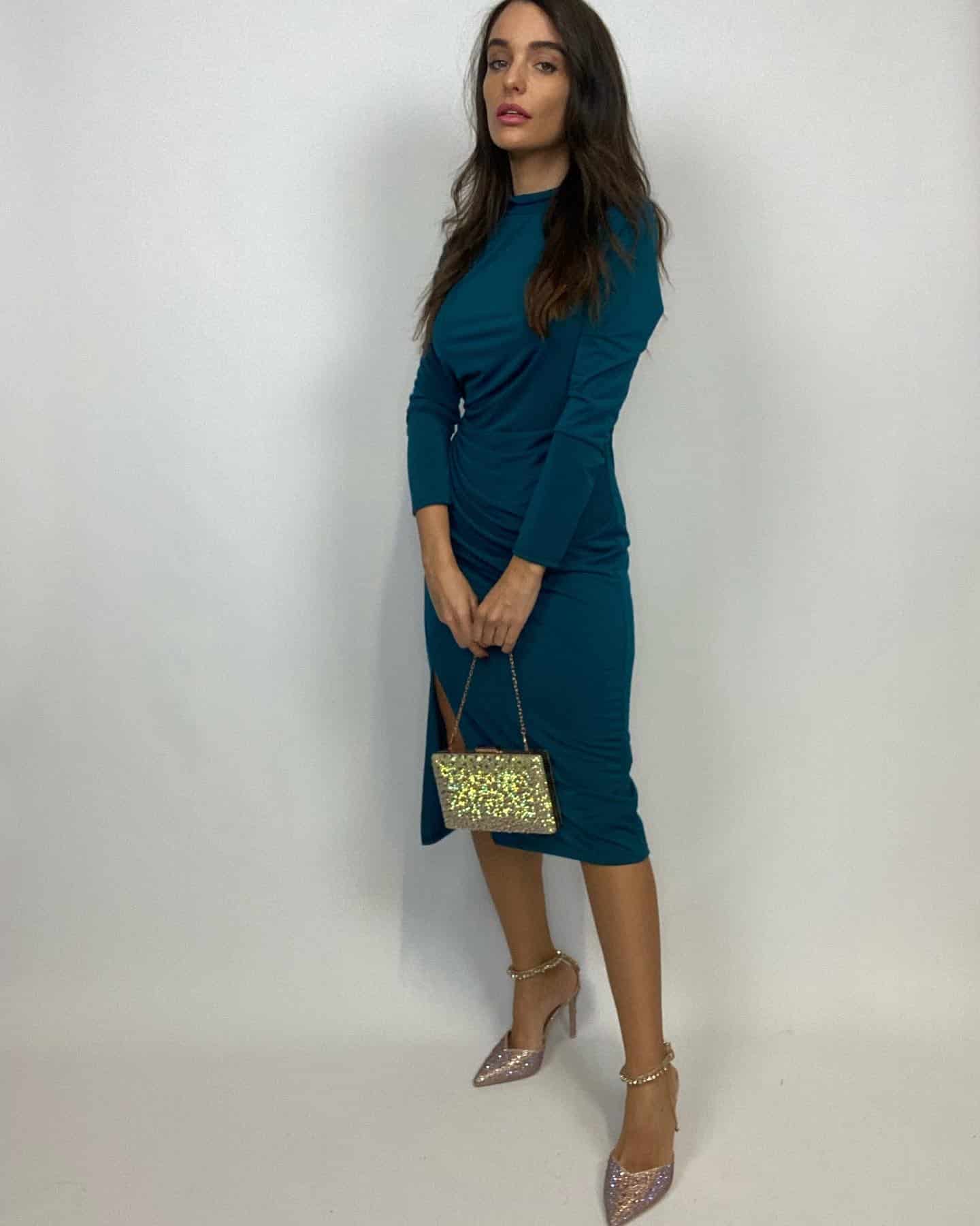 Vestito Bandage Drappeggio - Petrolio