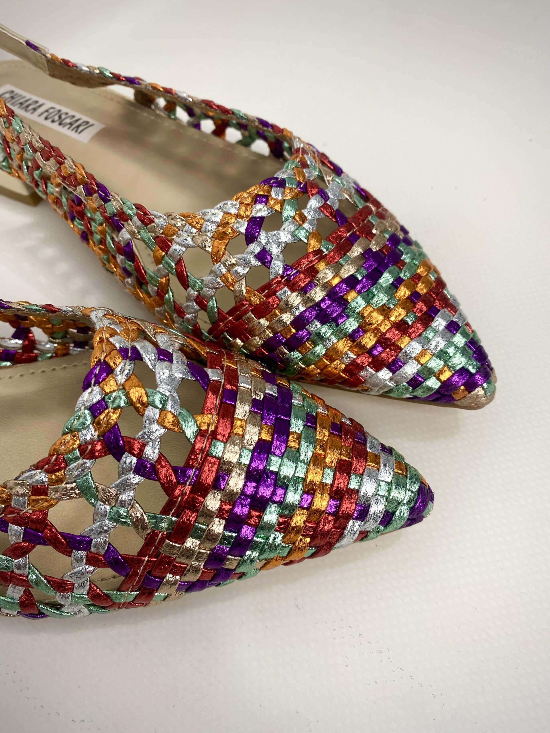 Slingback Flat Rafia - Multicolor Arancio / Viola