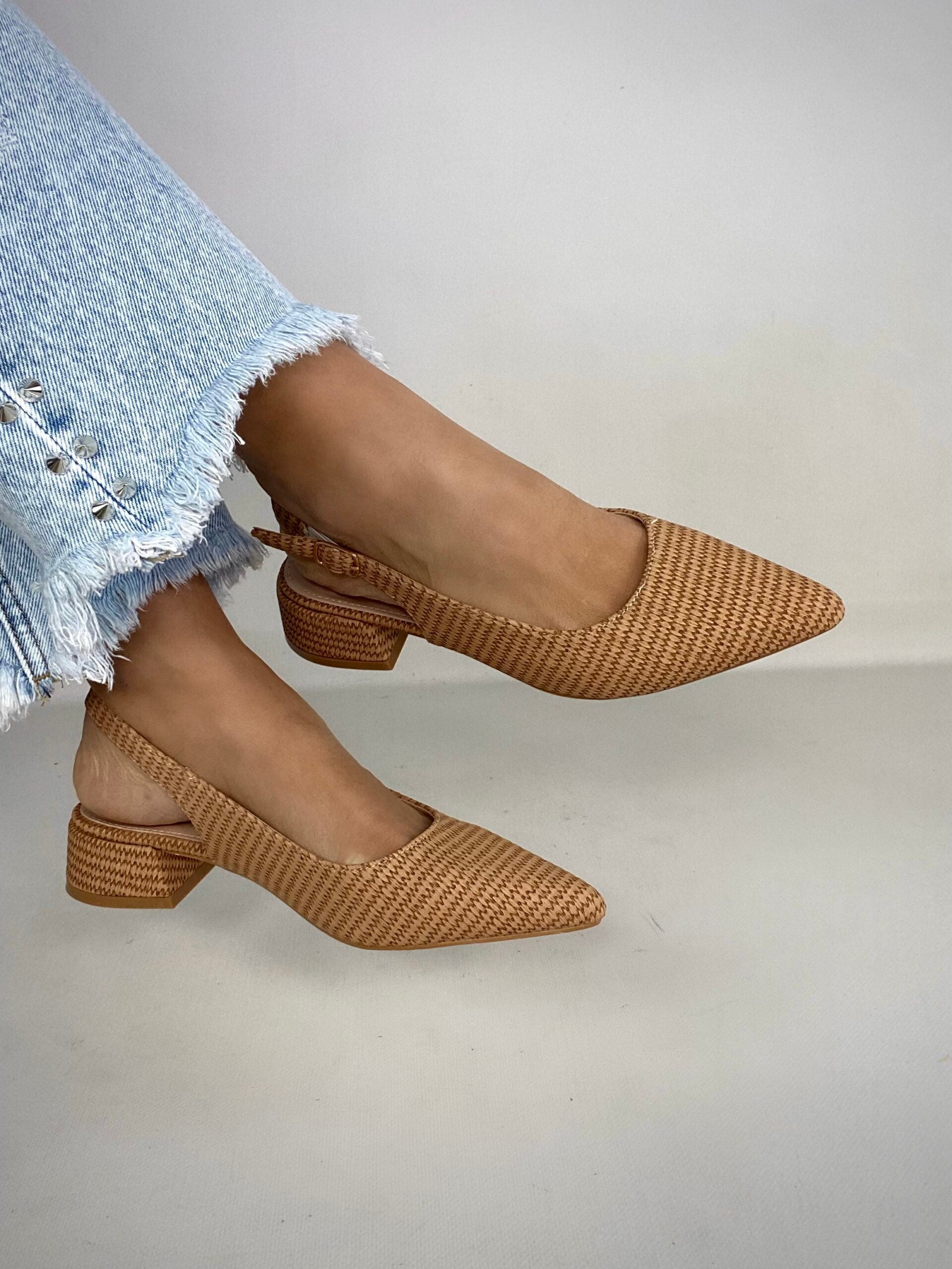 Slingback Baby Rafia - Cammello