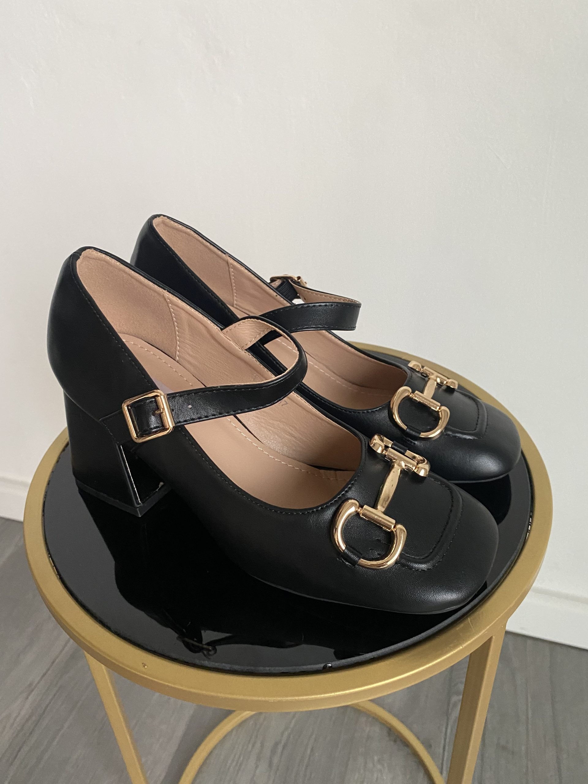 Mary Jane Morsetto Dorato - Nero Opaco