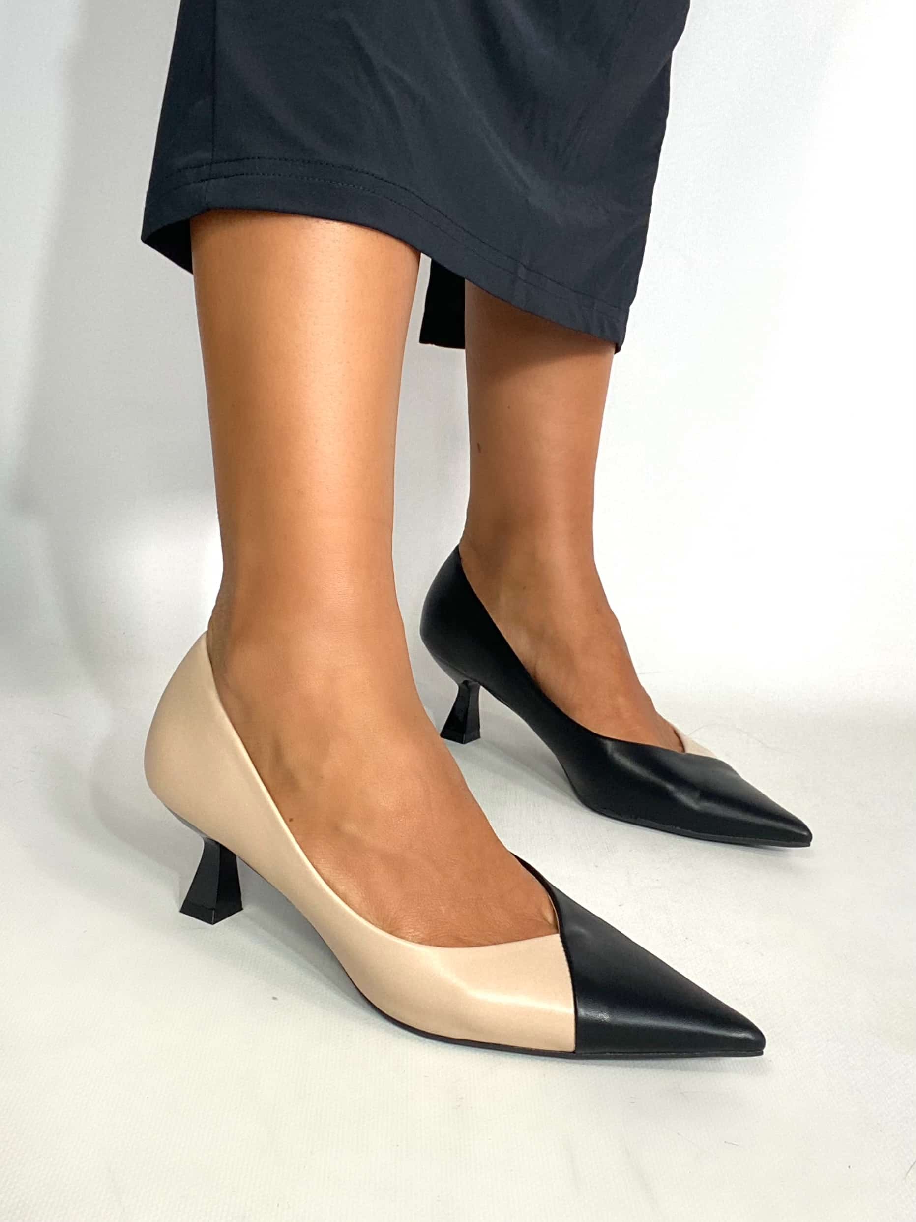 Decollete Meryl Low Heels - Bicolor Nude / Nero