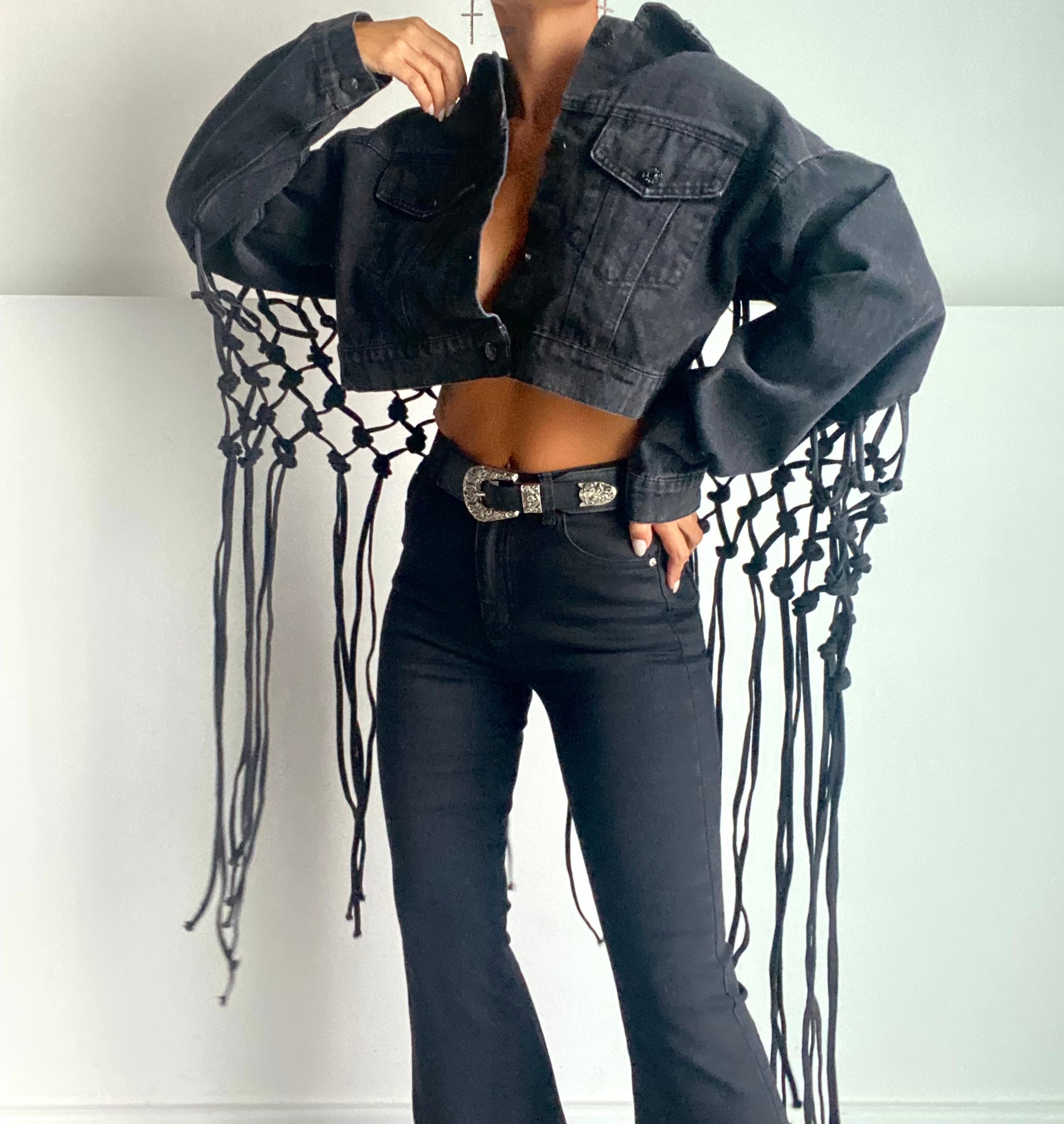 Giacca Jeans Maxi Rete - Nero