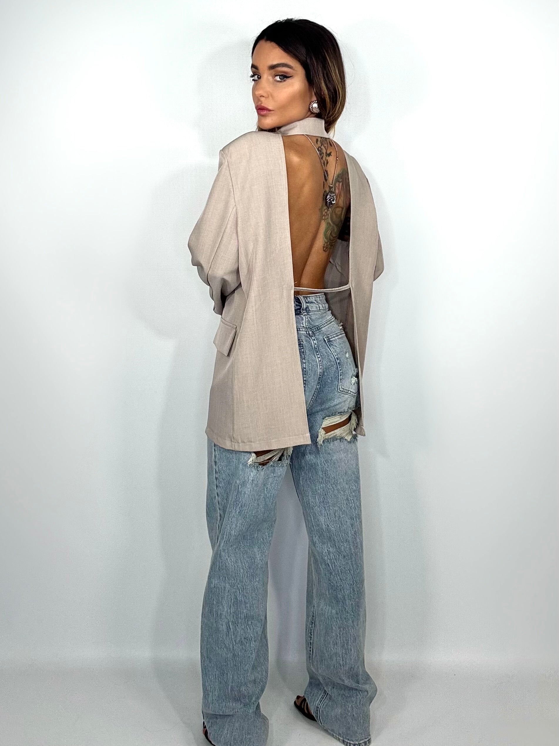 Blazer Schiena Nuda - Tortora