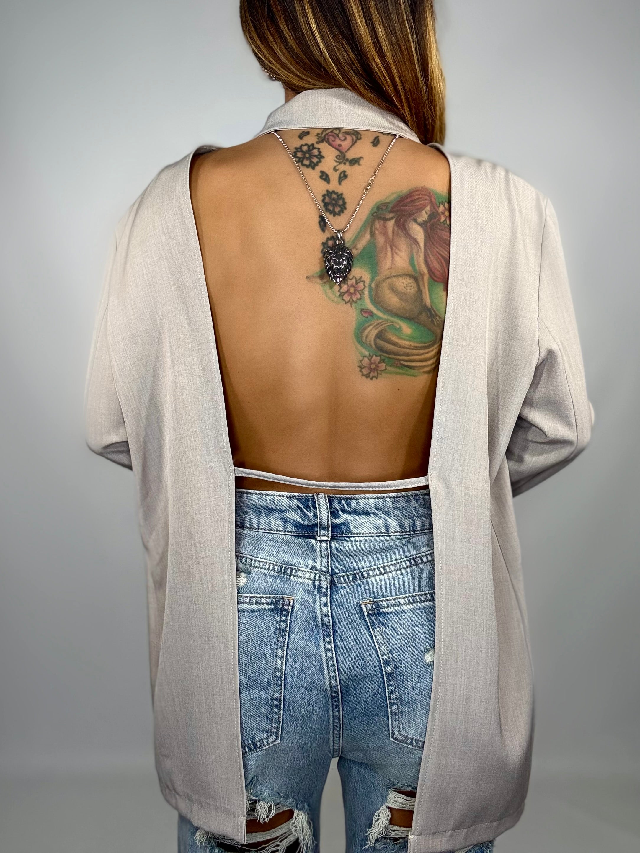 Blazer Schiena Nuda - Tortora