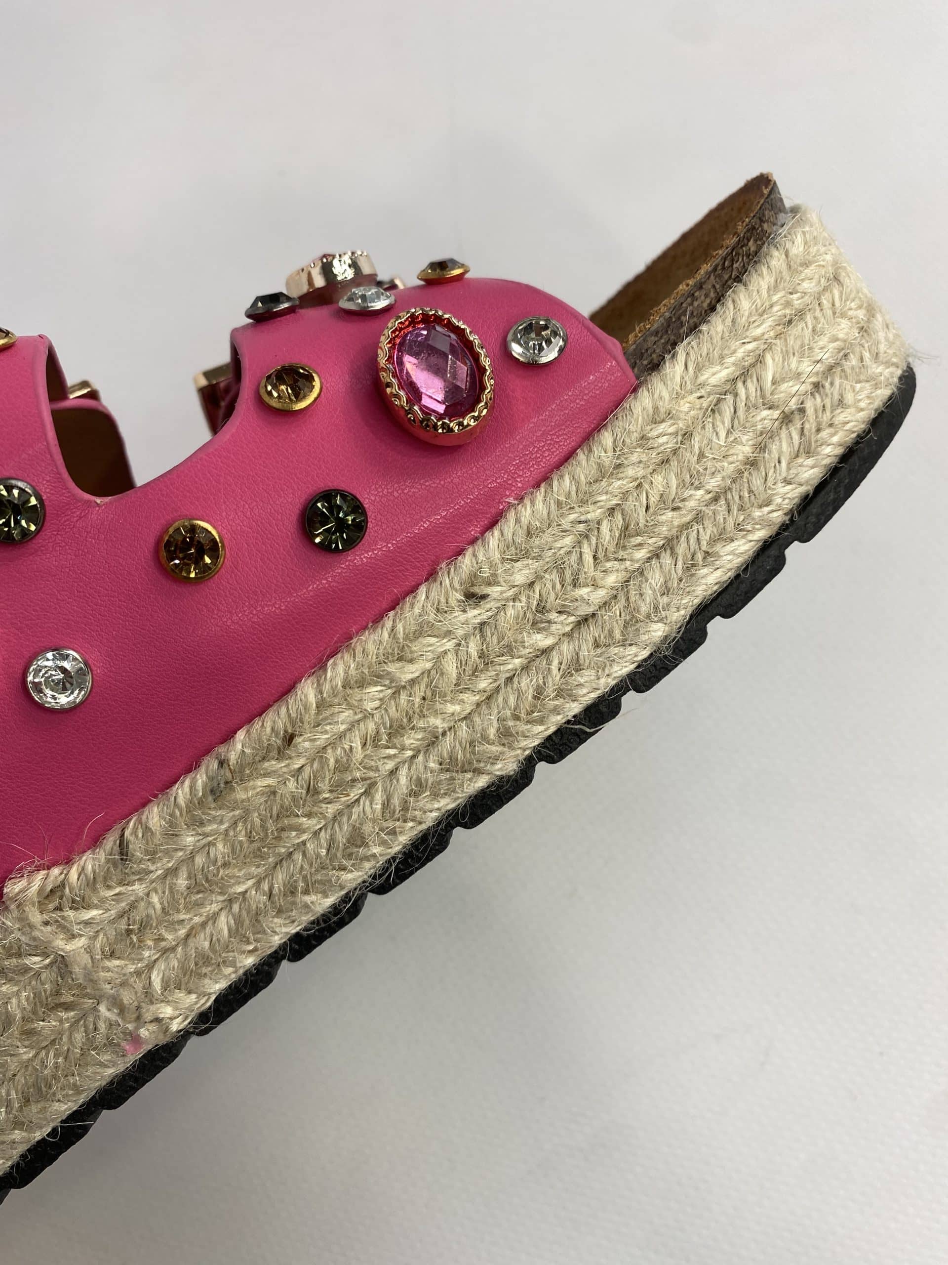 Sandali Platform con Pietre - Fucsia