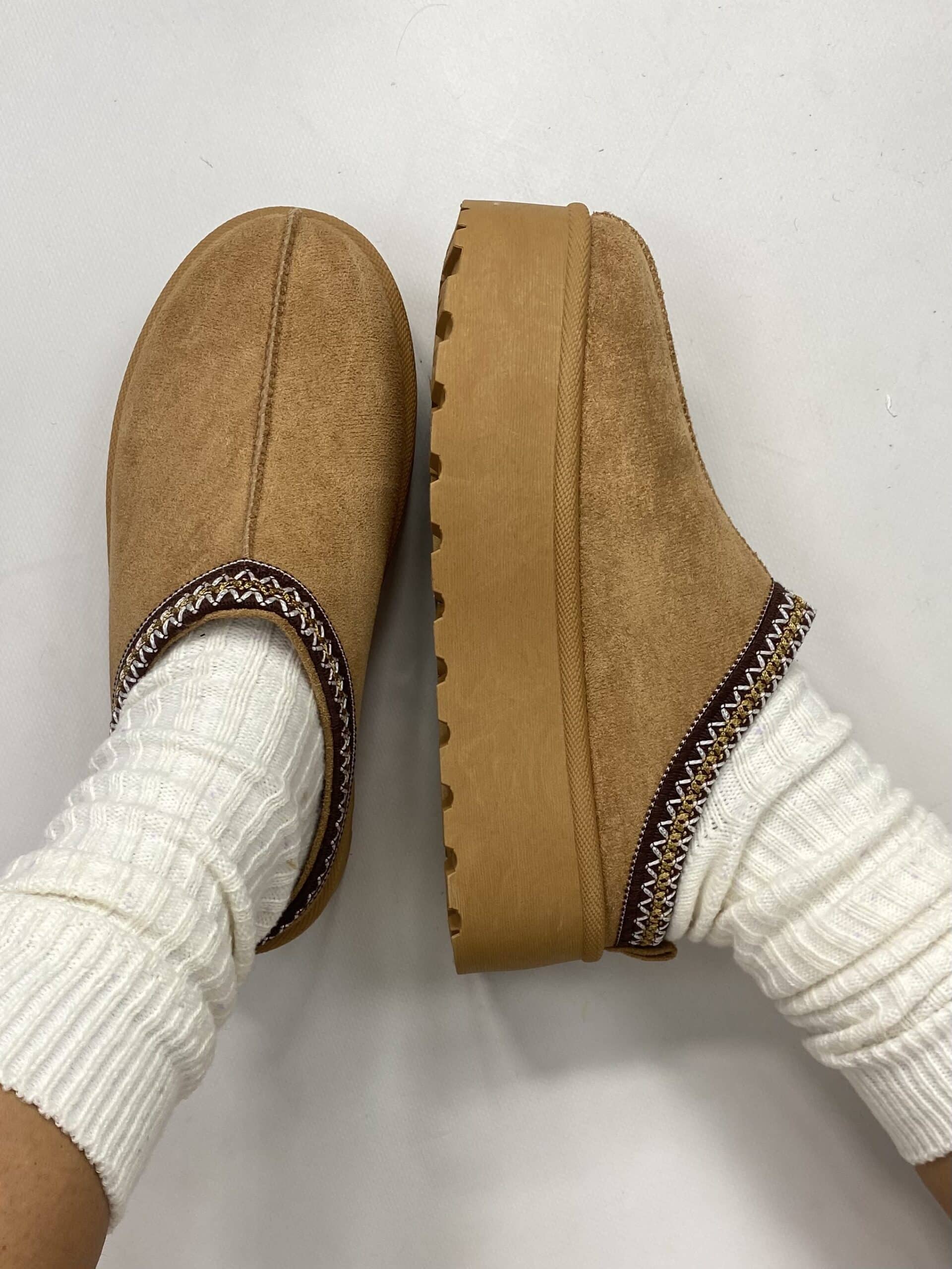 Sabot Platform con Pelo - Cammello.