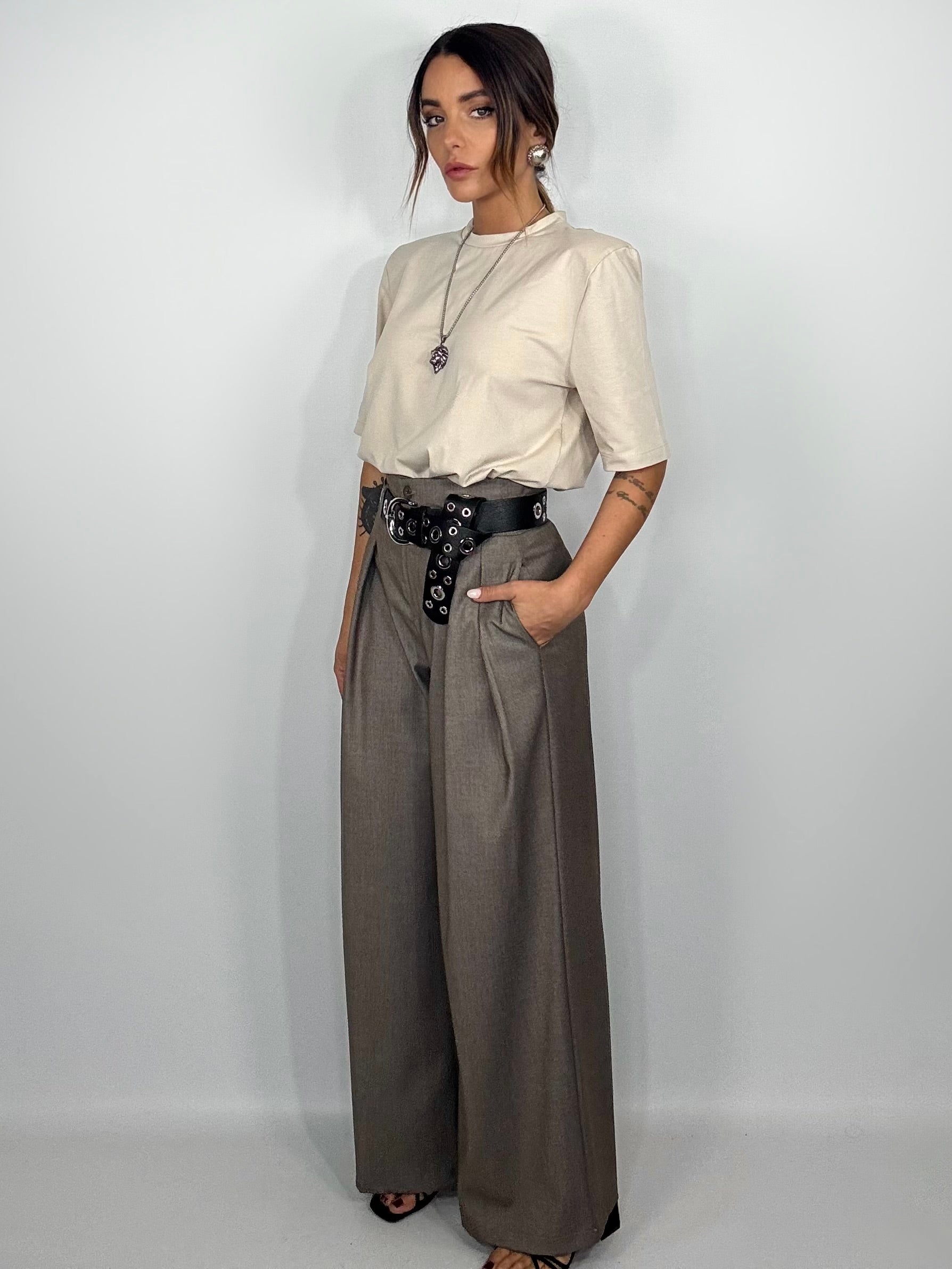 T-shirt Spalline Imbottite - Beige