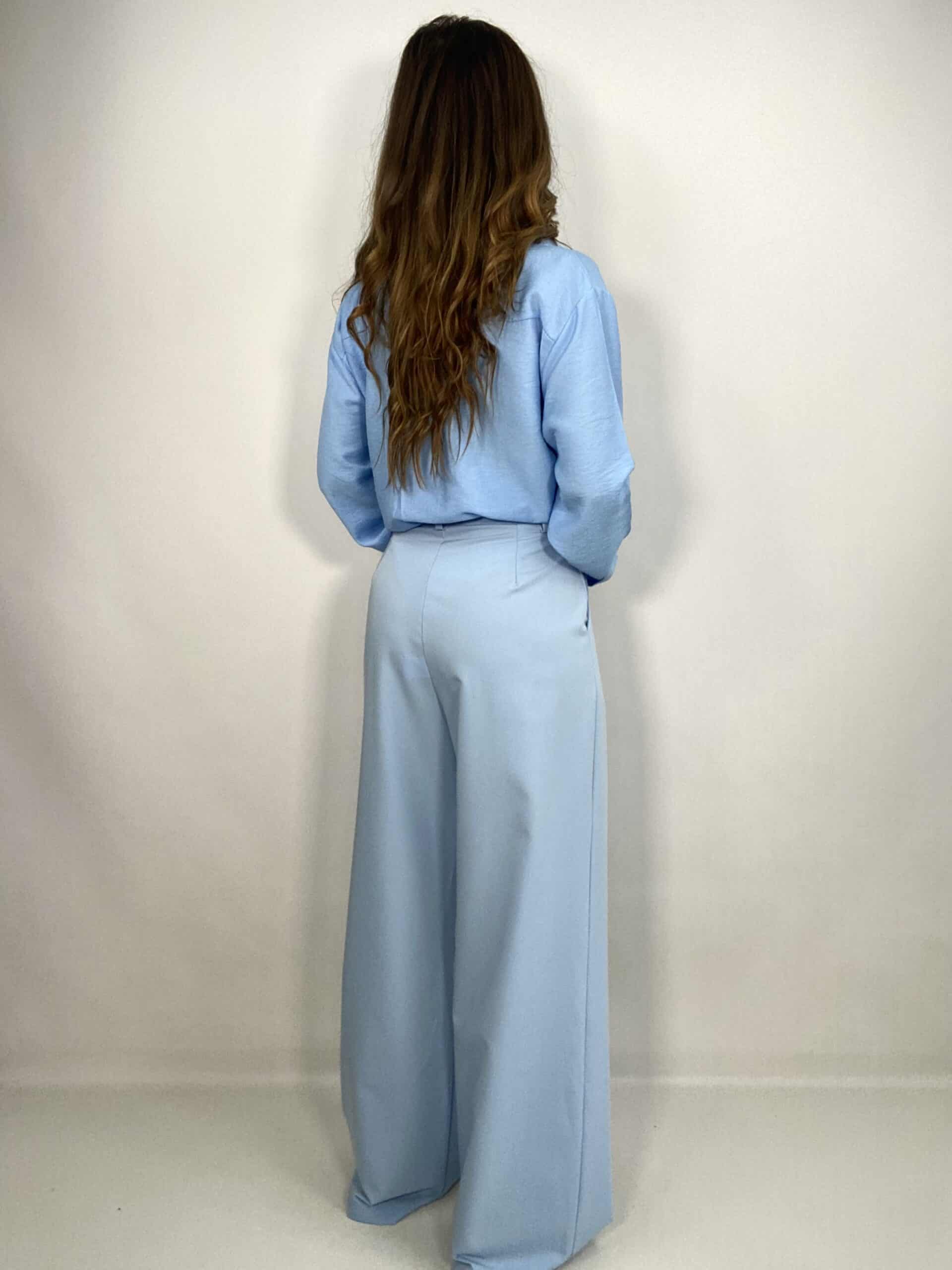 Pantaloni Wide con Pinces - Azzurro