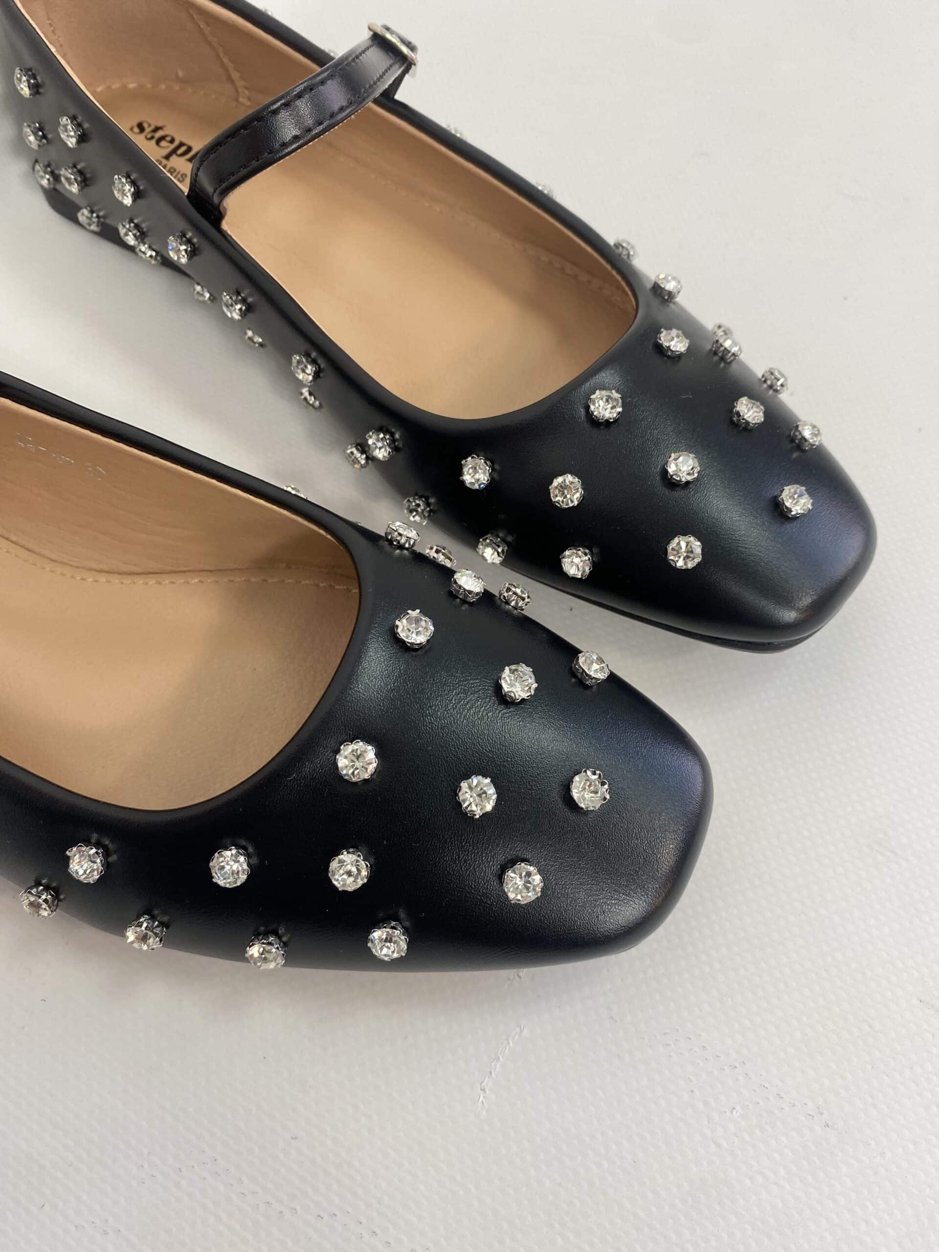 Mary Jane Flat Con Pietre  -  Nero