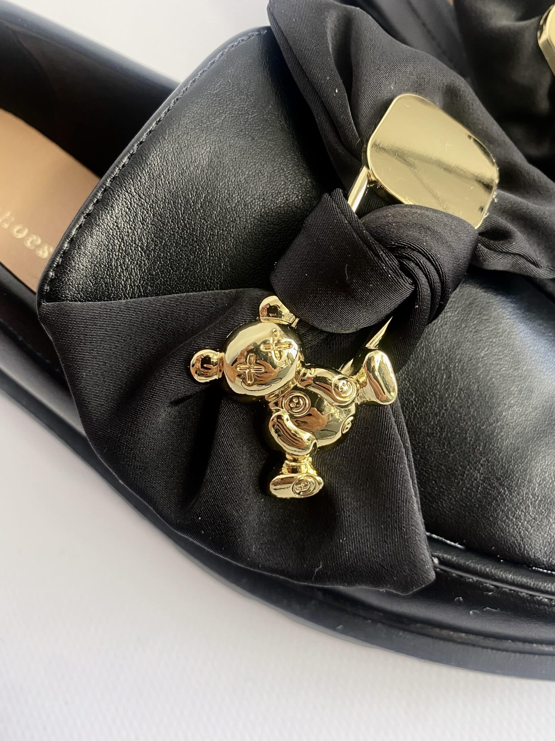 Mocassino Platform con Fiocco ed Orsetto -Nero
